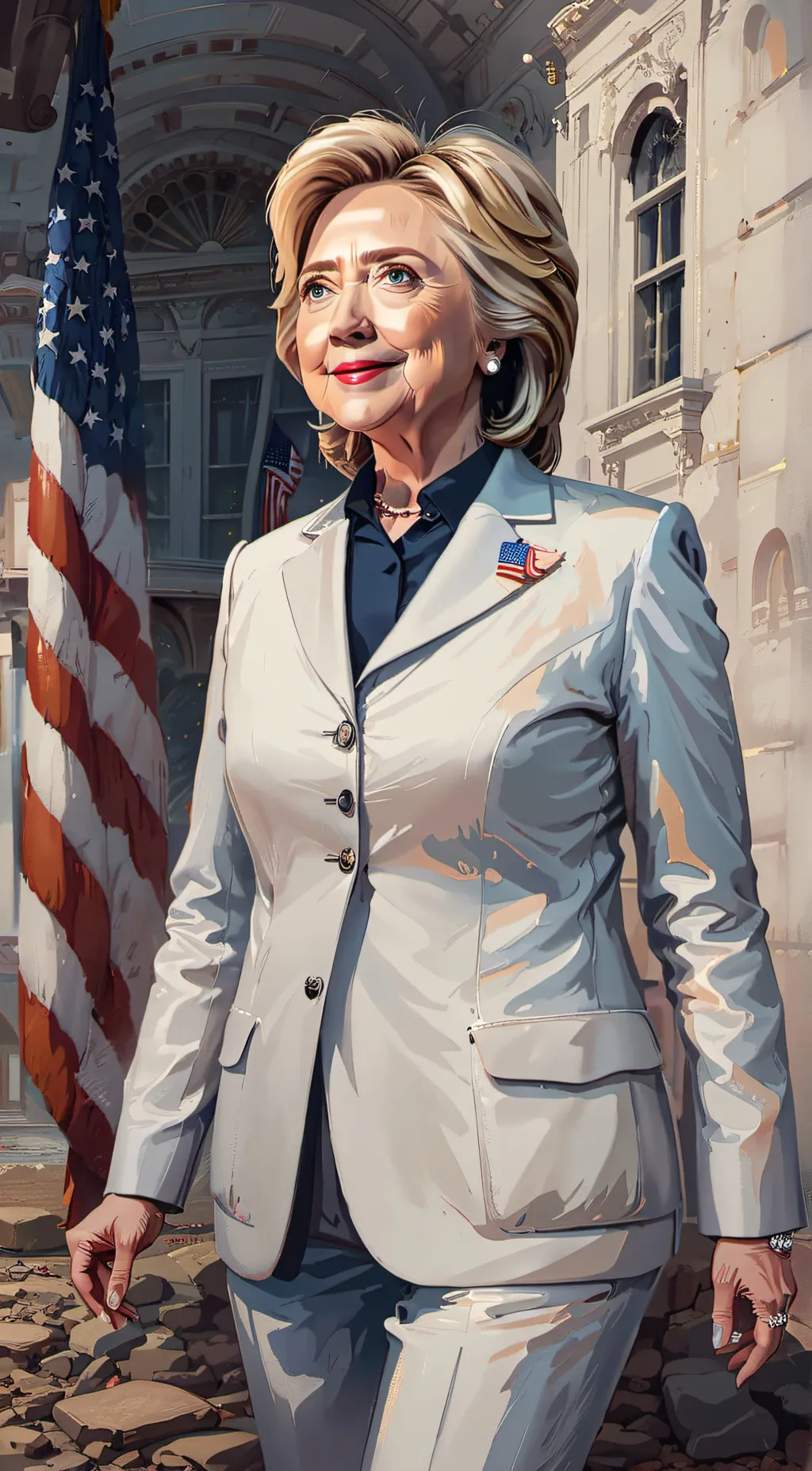 ai character: Hillary Clinton  background