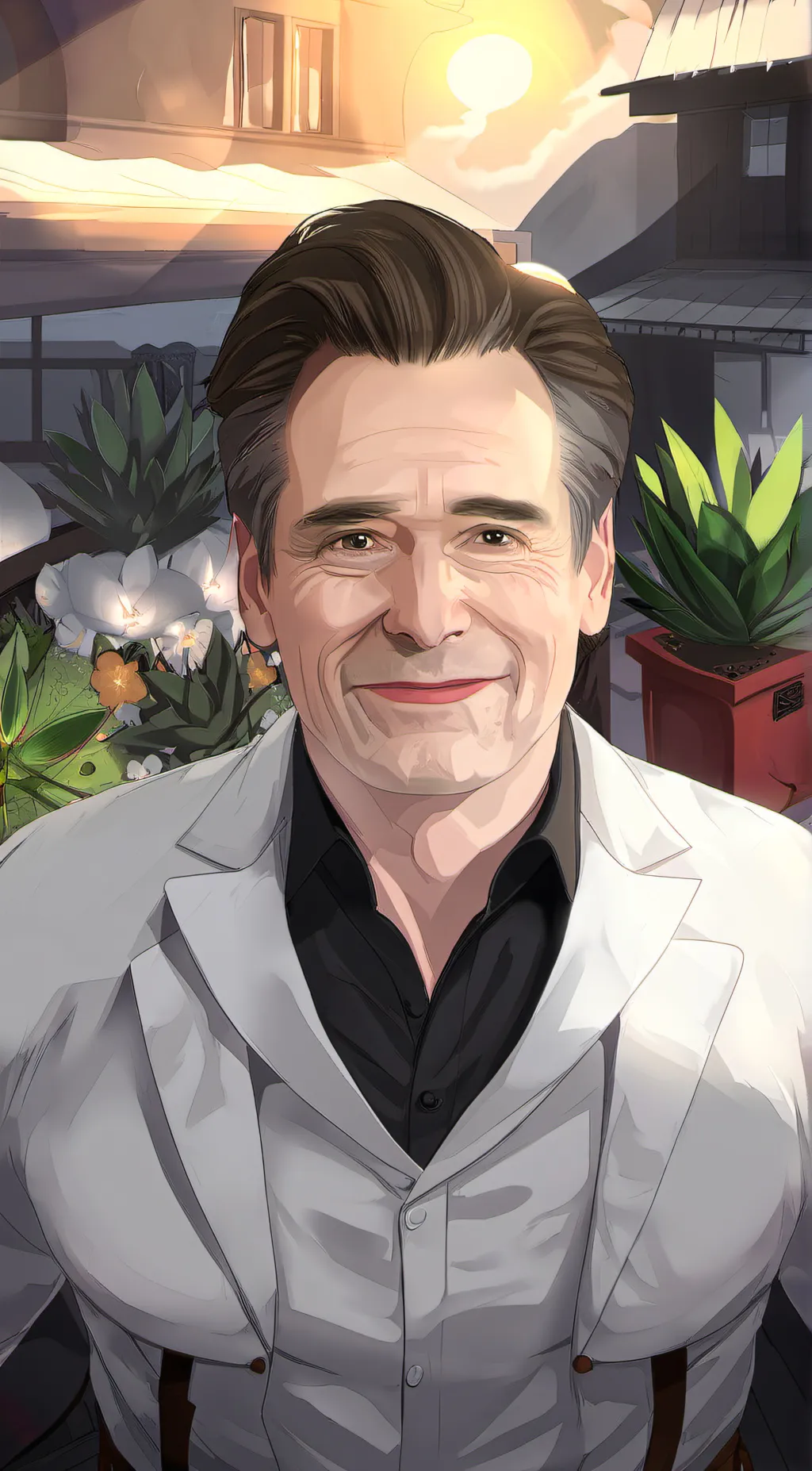 ai character: Jim scary  background