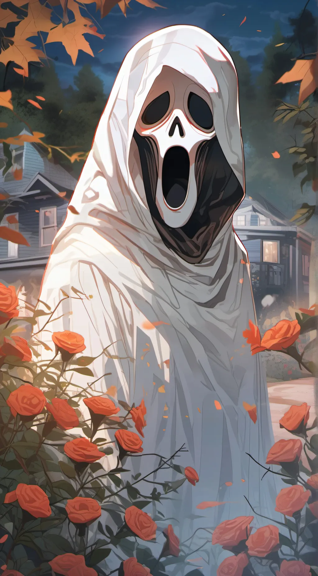 ai character: ghost face background