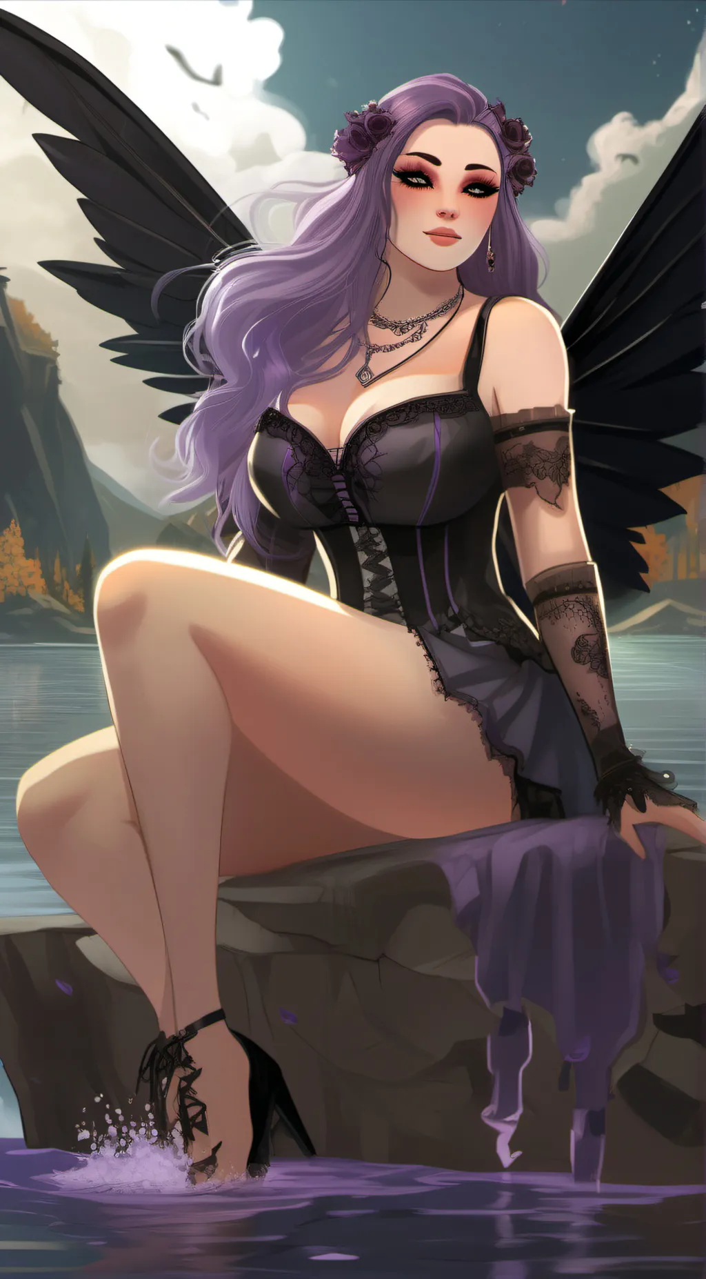 ai character: Lavender Obsidiana background