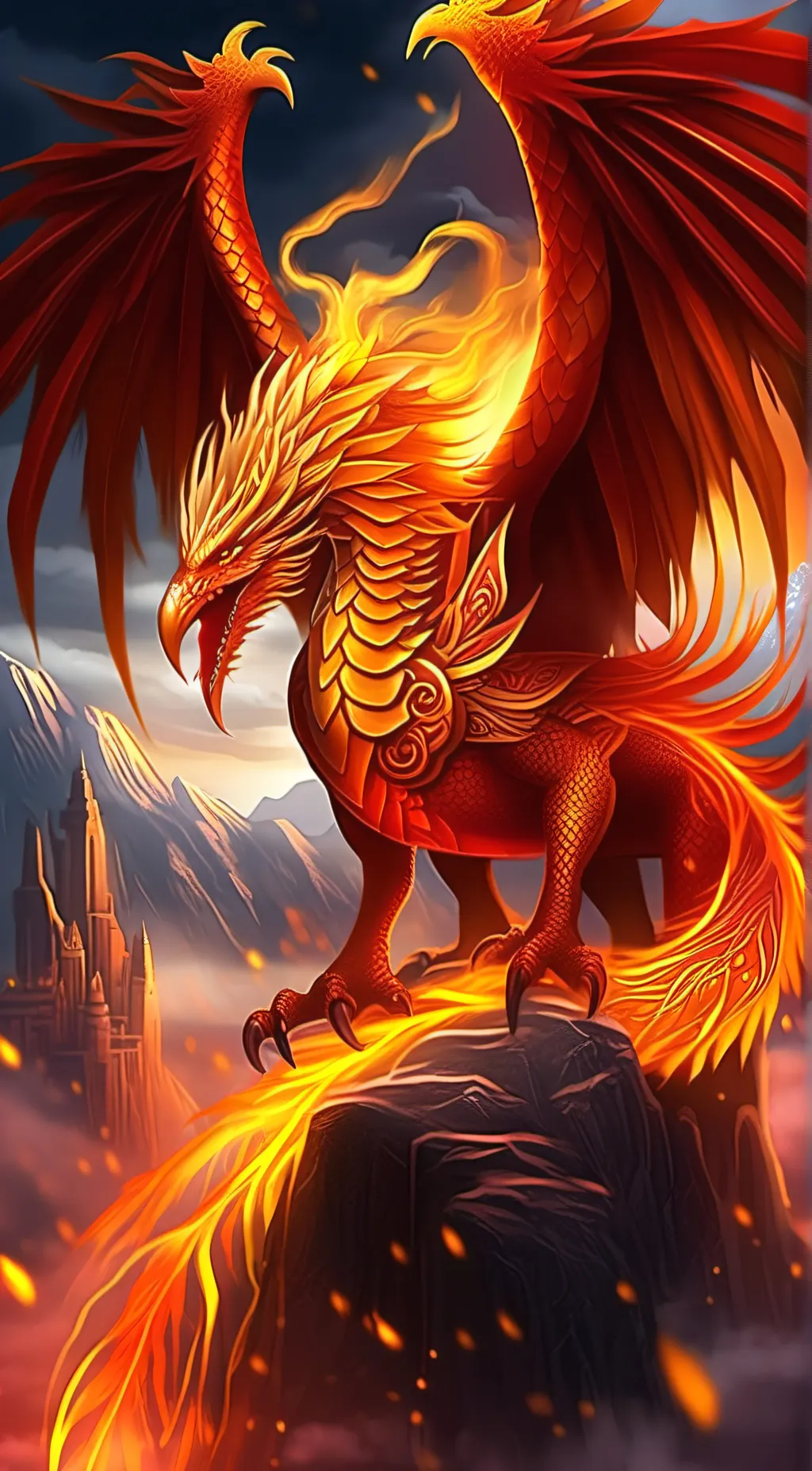 ai character: Flame background