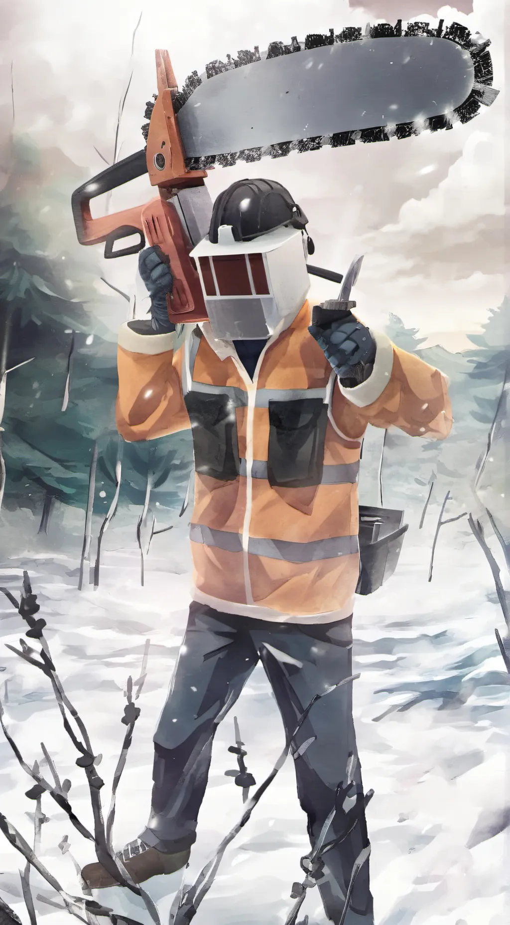 ai character: Chainsaw, guy background