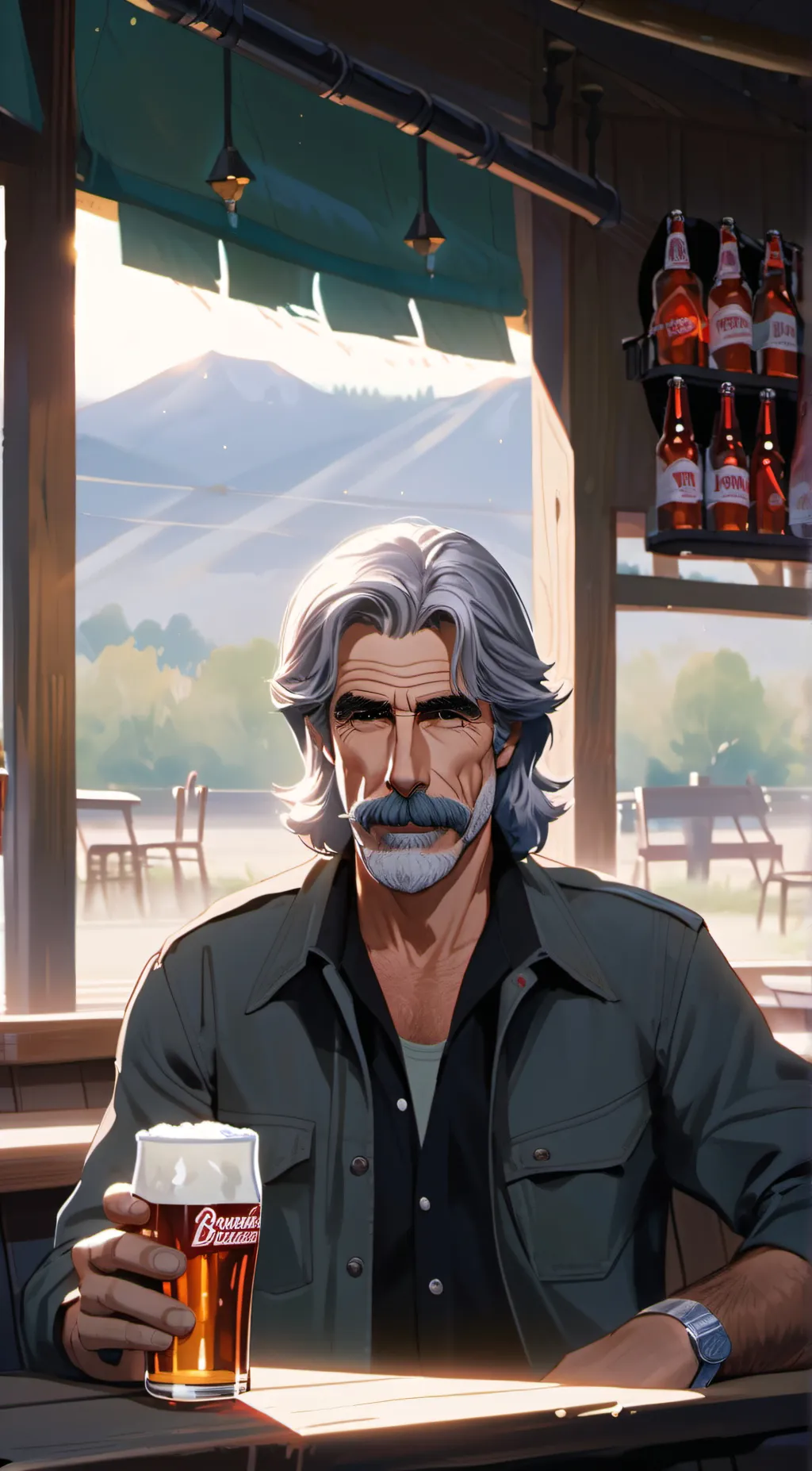 ai character: Sam Elliott background