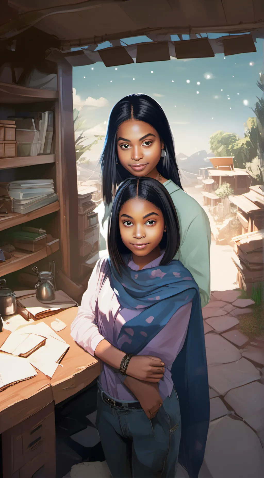 ai character:  pretty girl  background