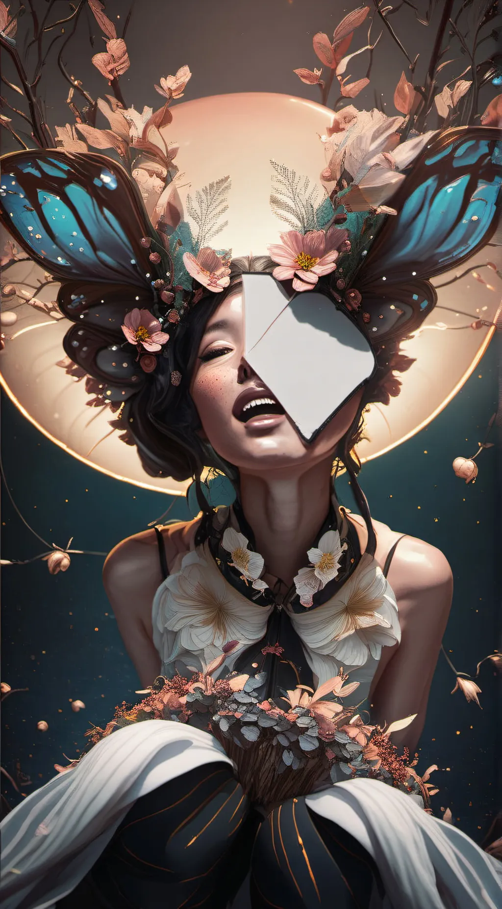 ai character: queen butterfly background