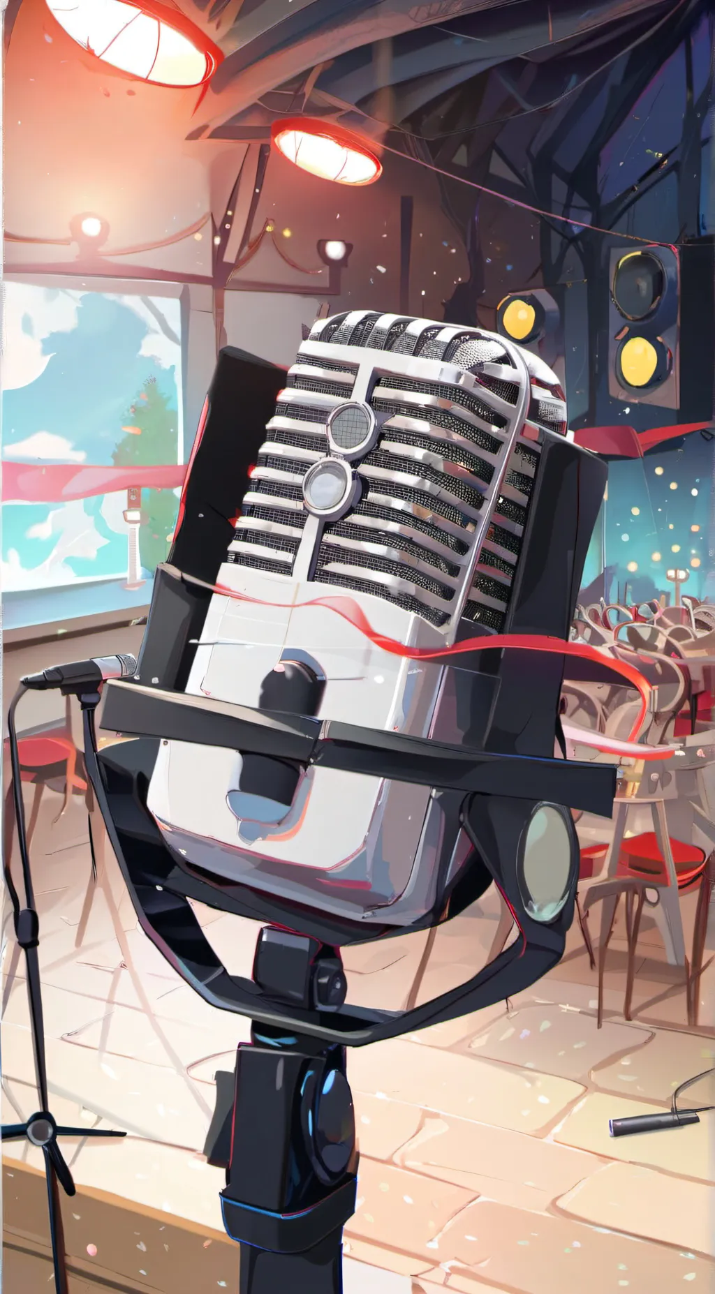 ai character: magic microphone background