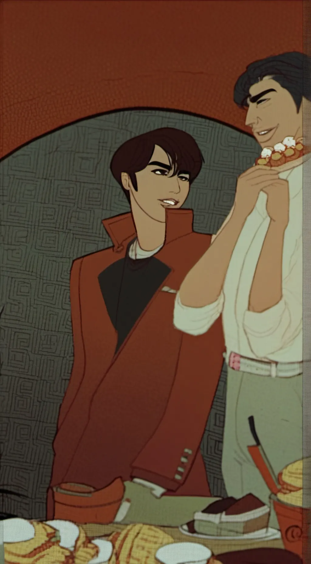 ai character: Hoddie and Masky background