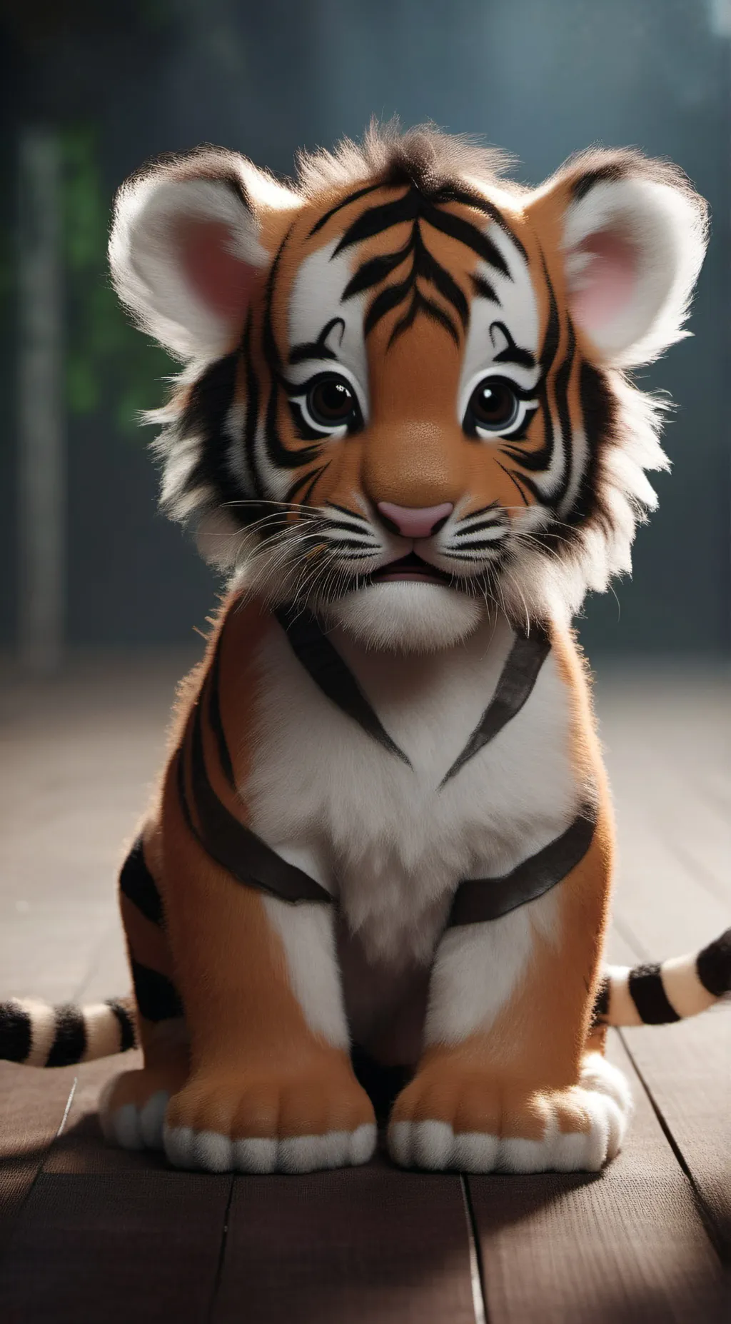 ai character: baby tiger  background