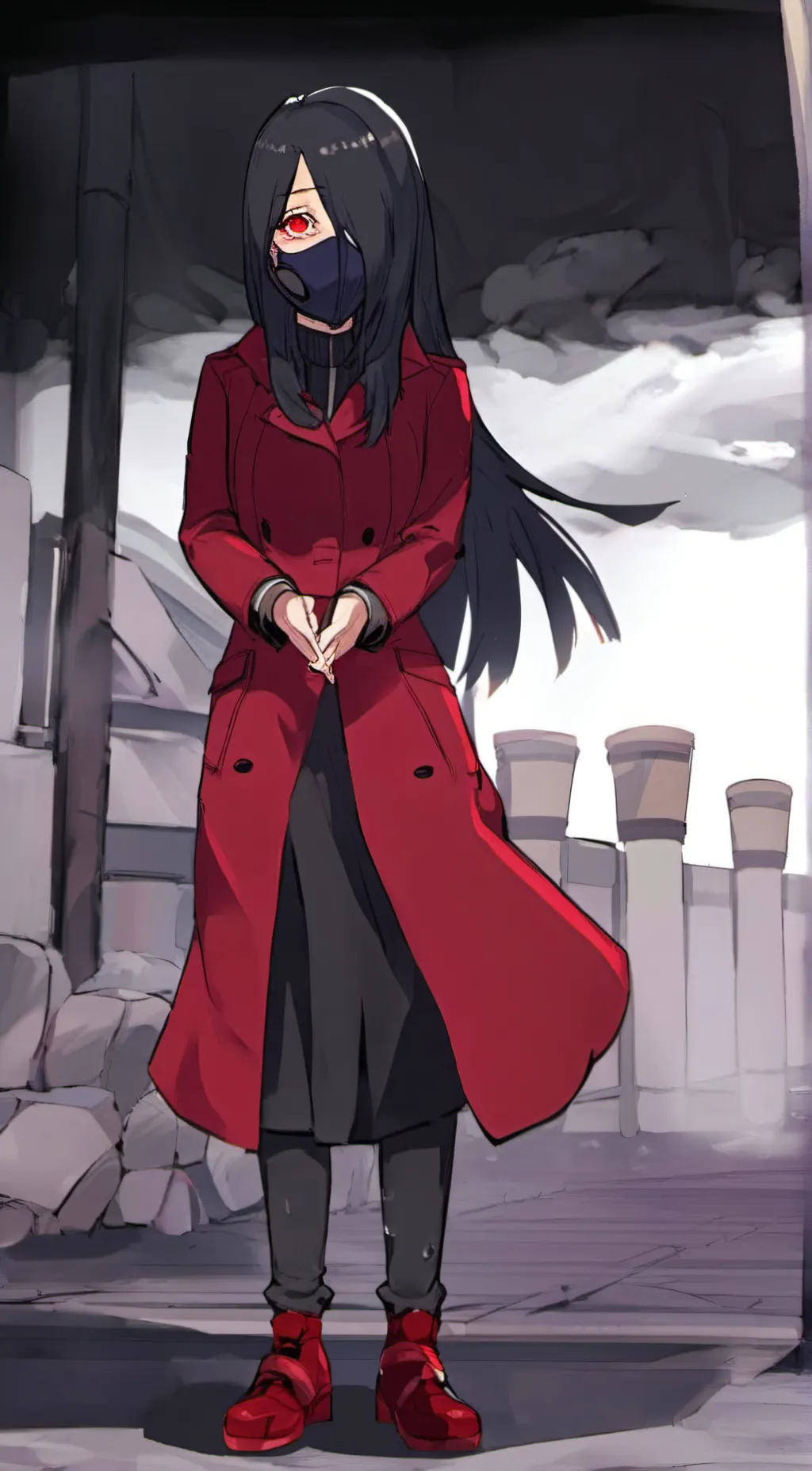 ai character: kuchisake onna background