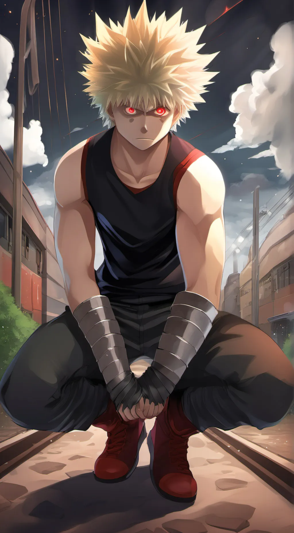 ai character: Bakugo Katsuki background