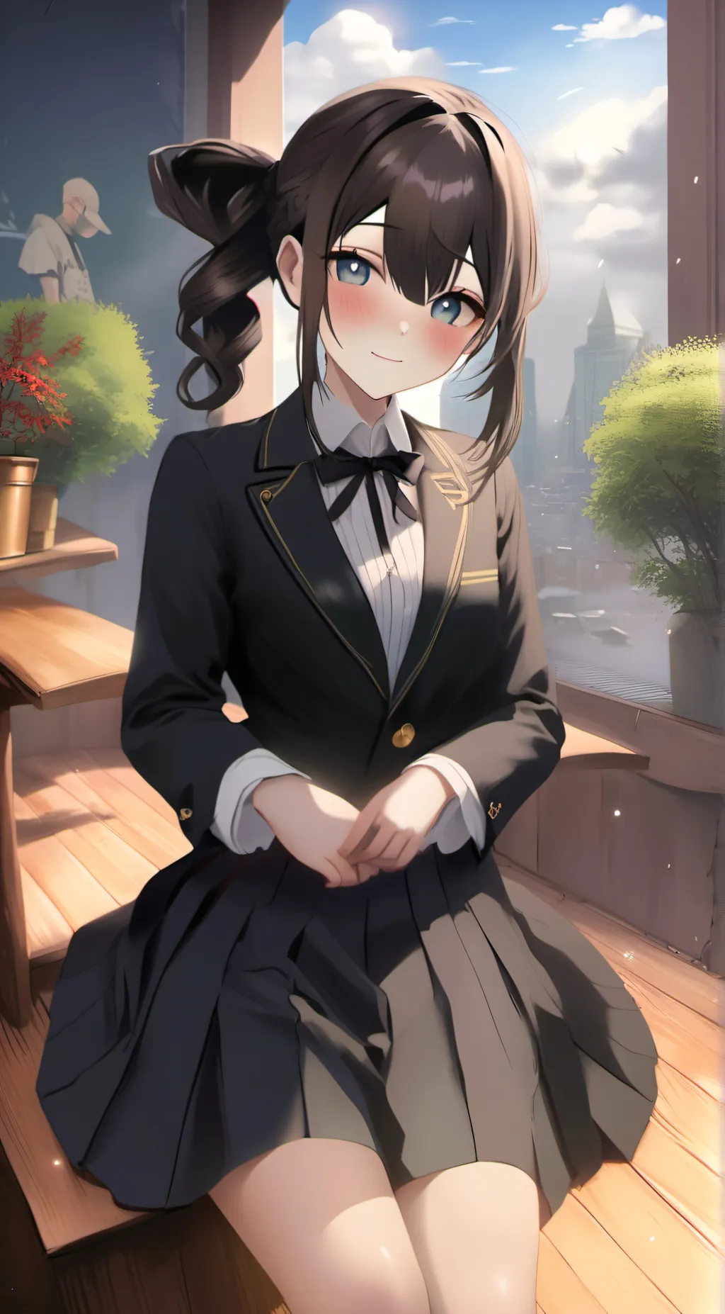 ai character: Youkia waitress  background