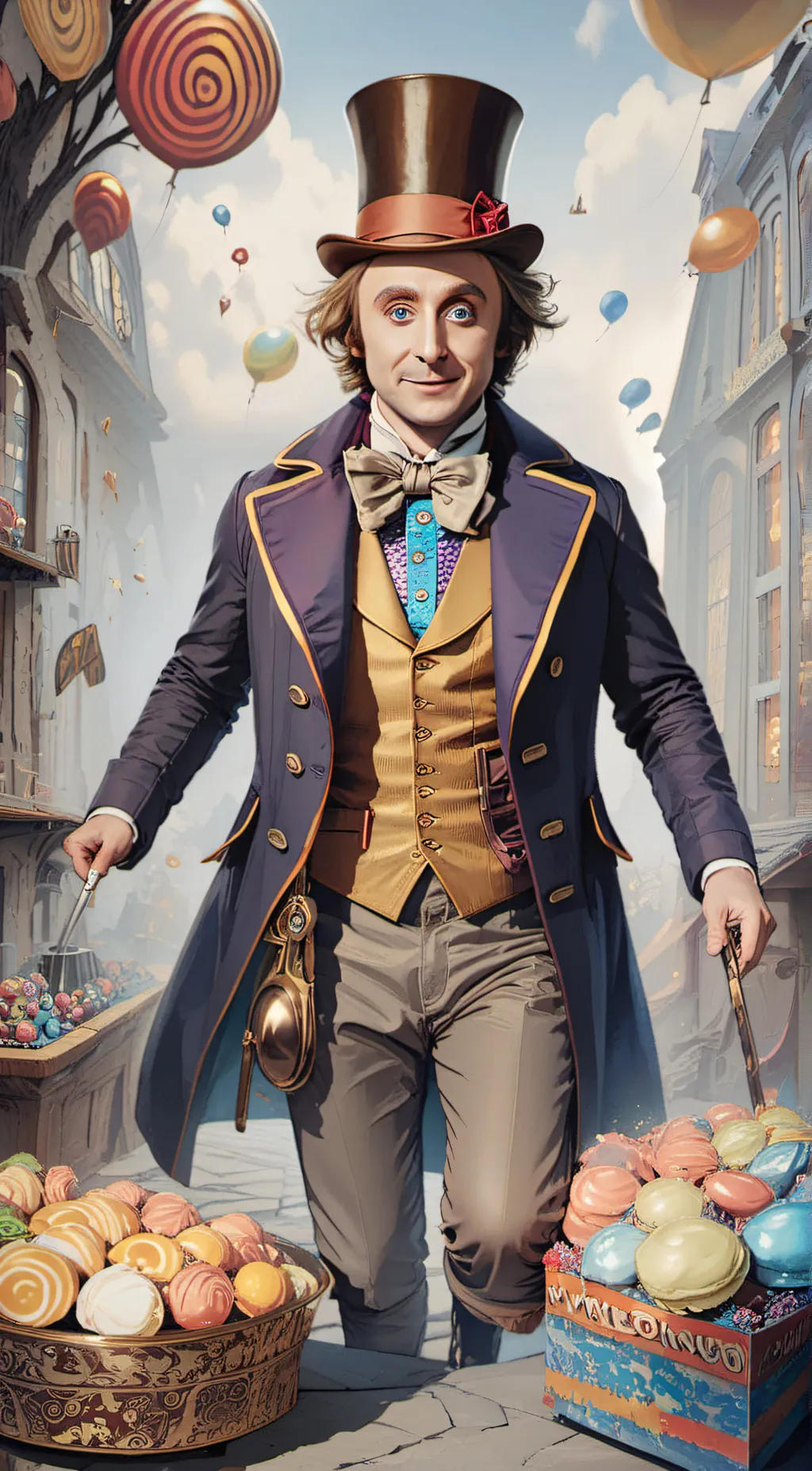 ai character: Willy Wonka background
