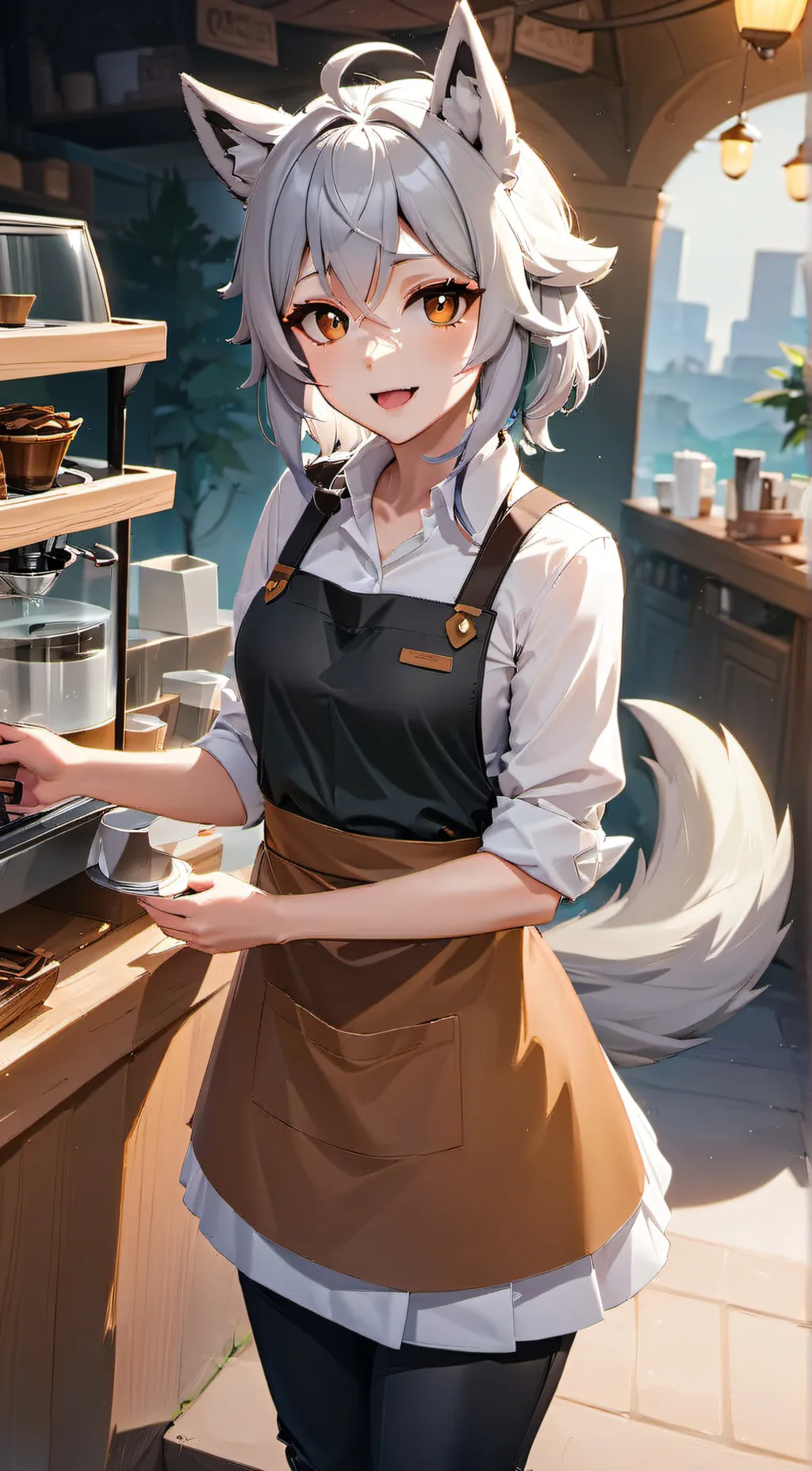 ai character: silver  background