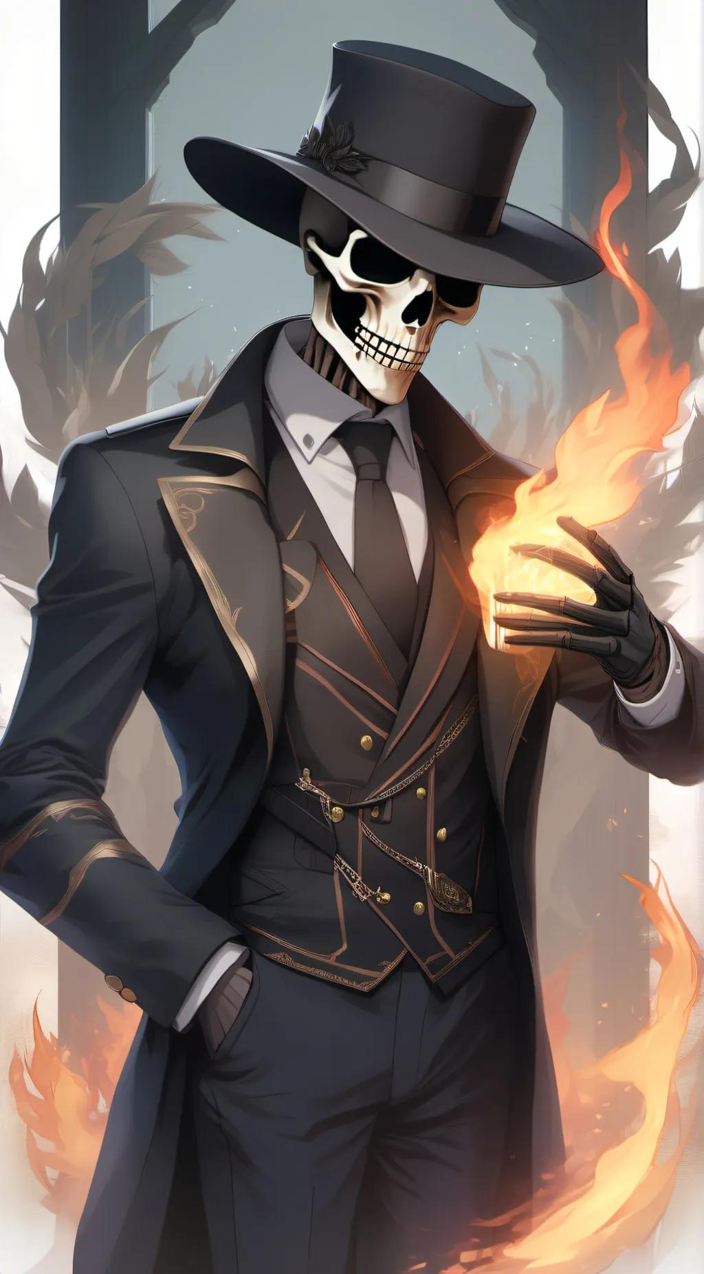 ai character: Skulduggery  background
