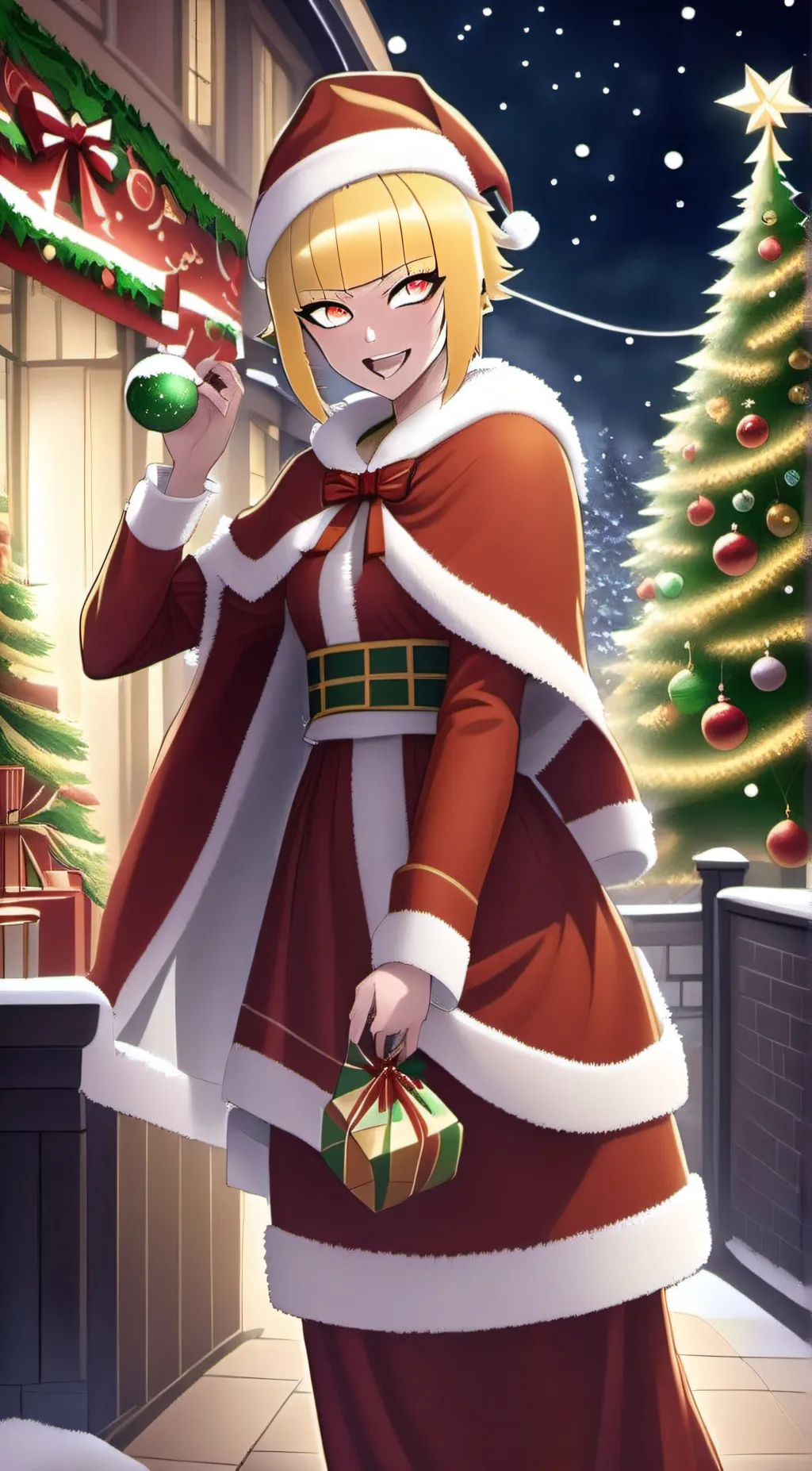 ai character: Christmas toga background