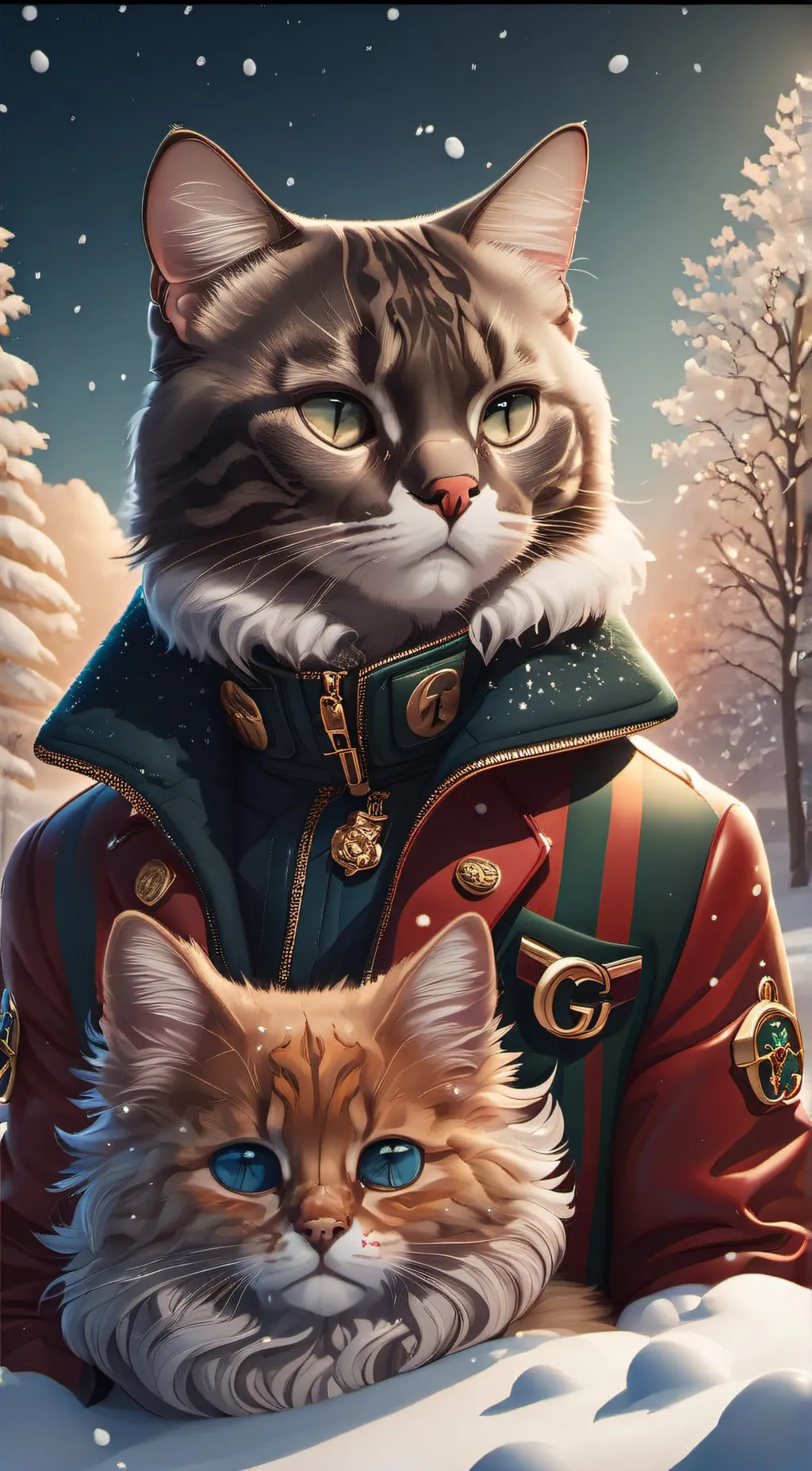 ai character: Gucci cat background