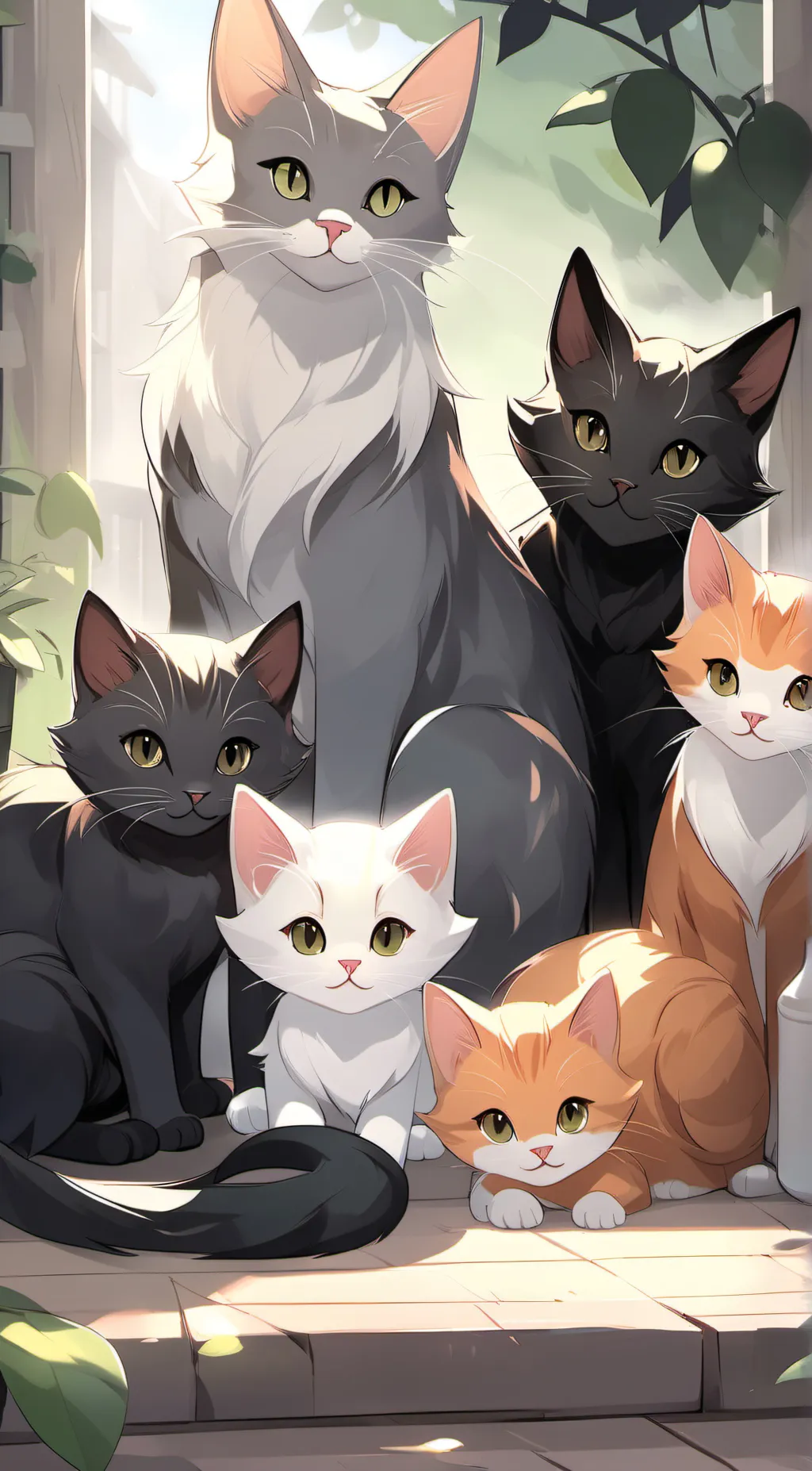 ai character: cute cat family<3 background