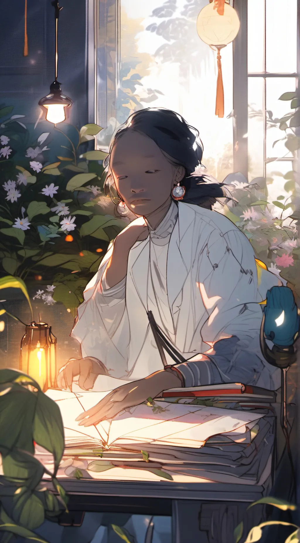 ai character: Violet background