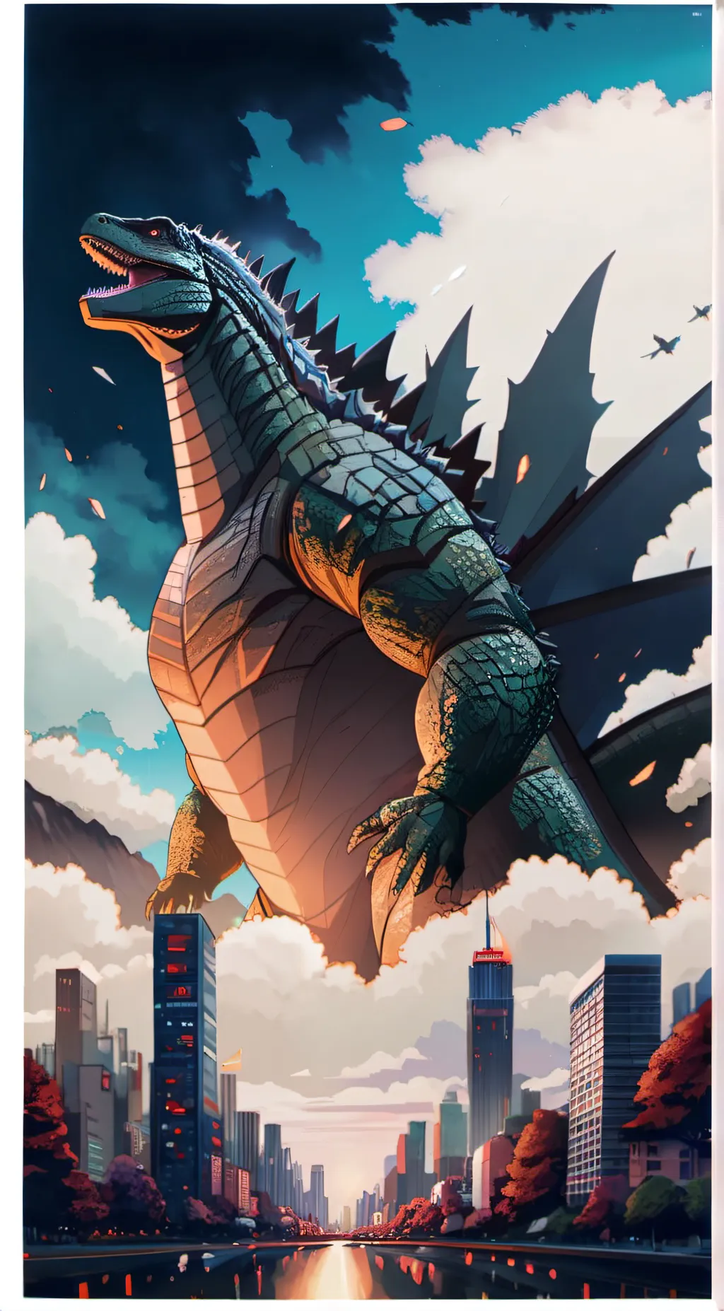 ai character: godzilla ■ background