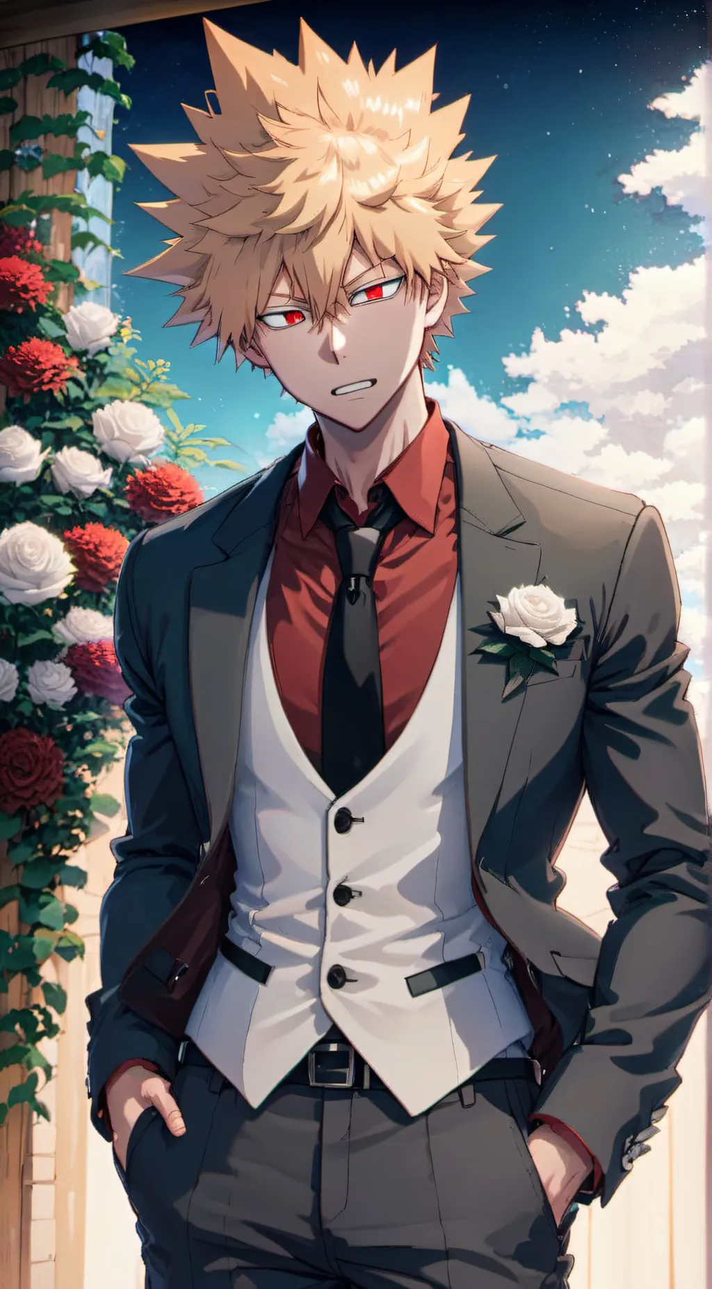 ai character: Katsuki Bakugo  background
