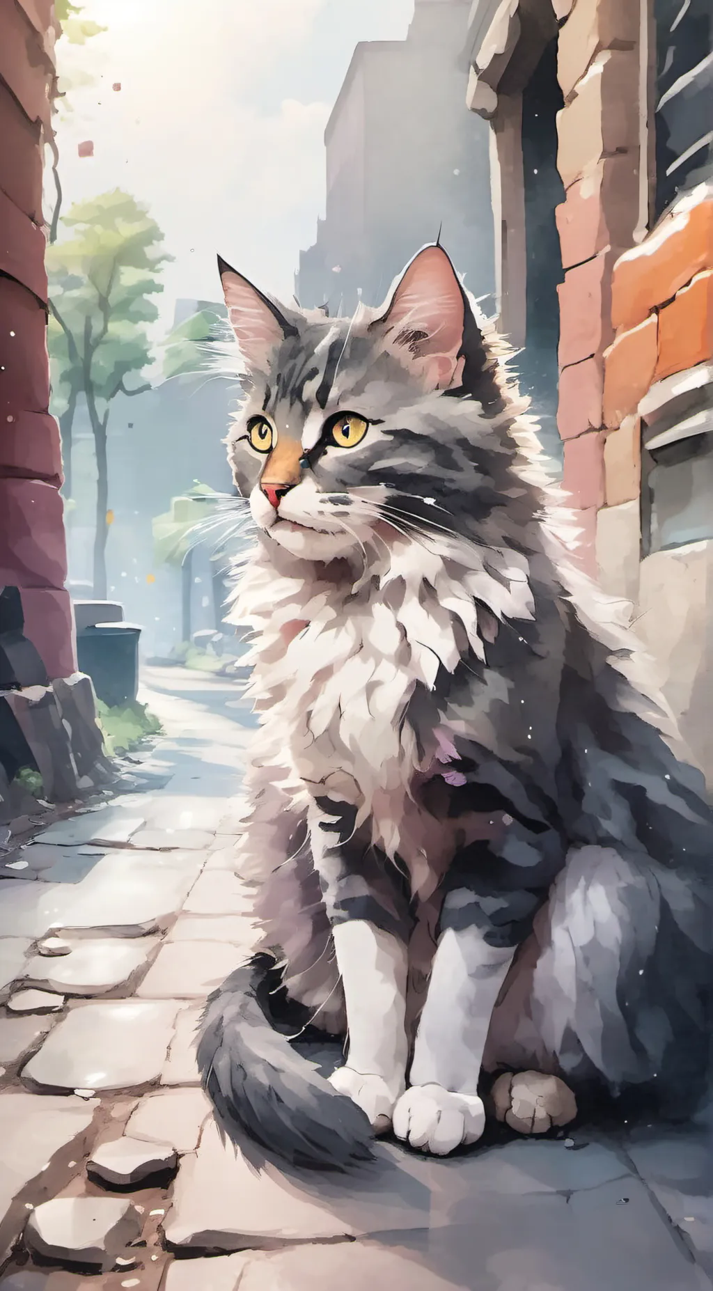 ai character: Fritz grey tabby background