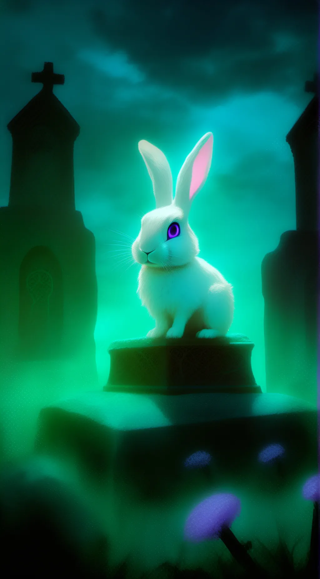 ai character: Ghost bunny background
