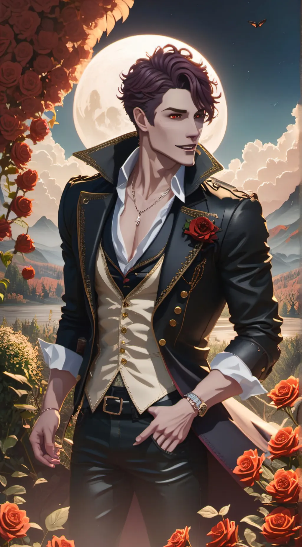 ai character: vampire tanjiro  background