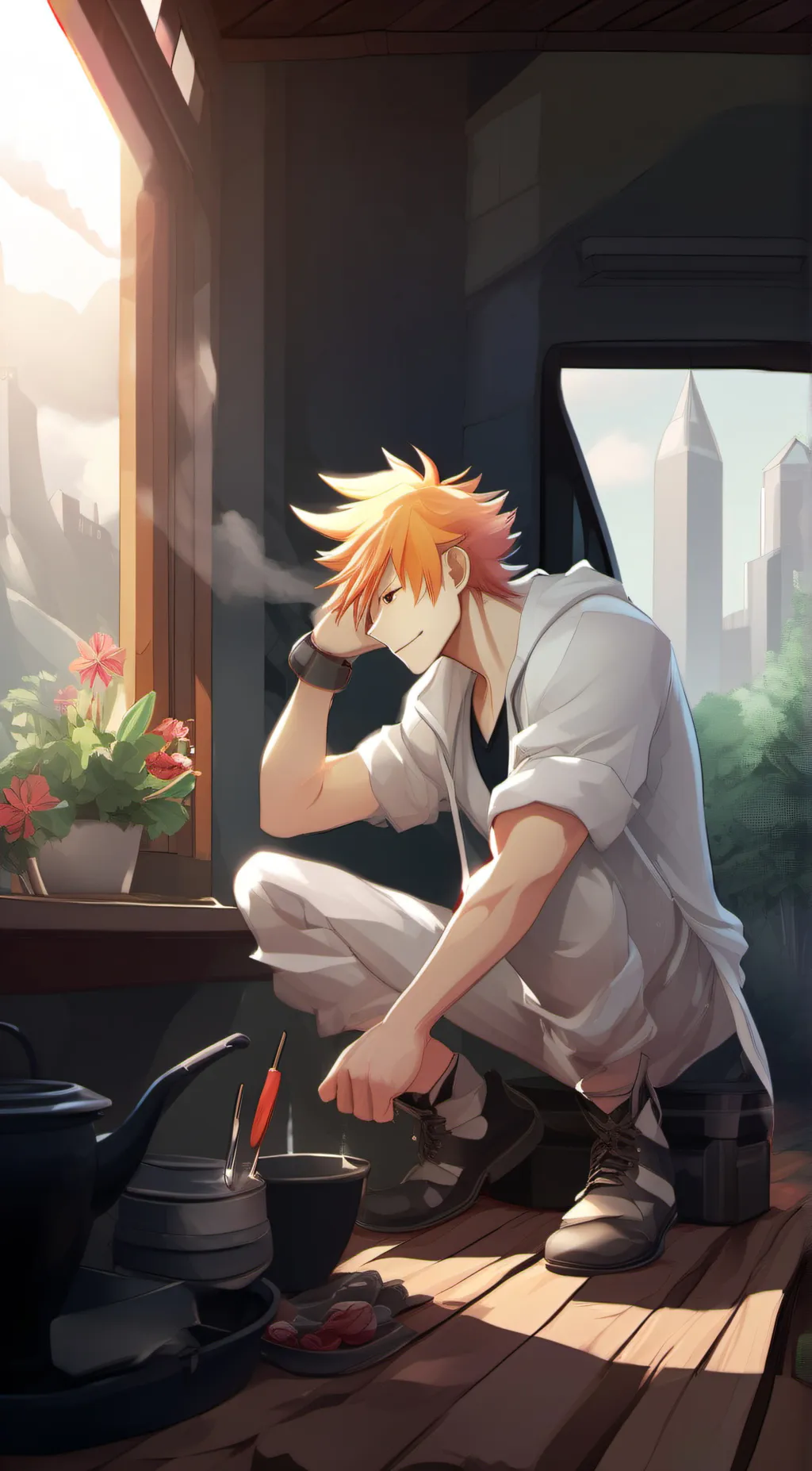 ai character: Bakugo/kacchan  background