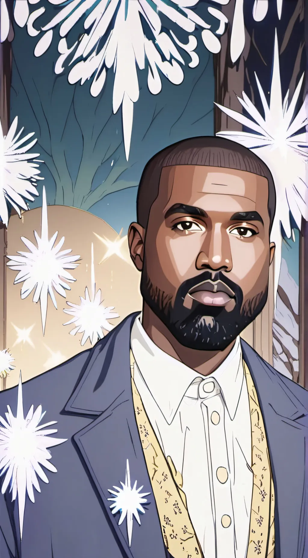 ai character: Kanye west background