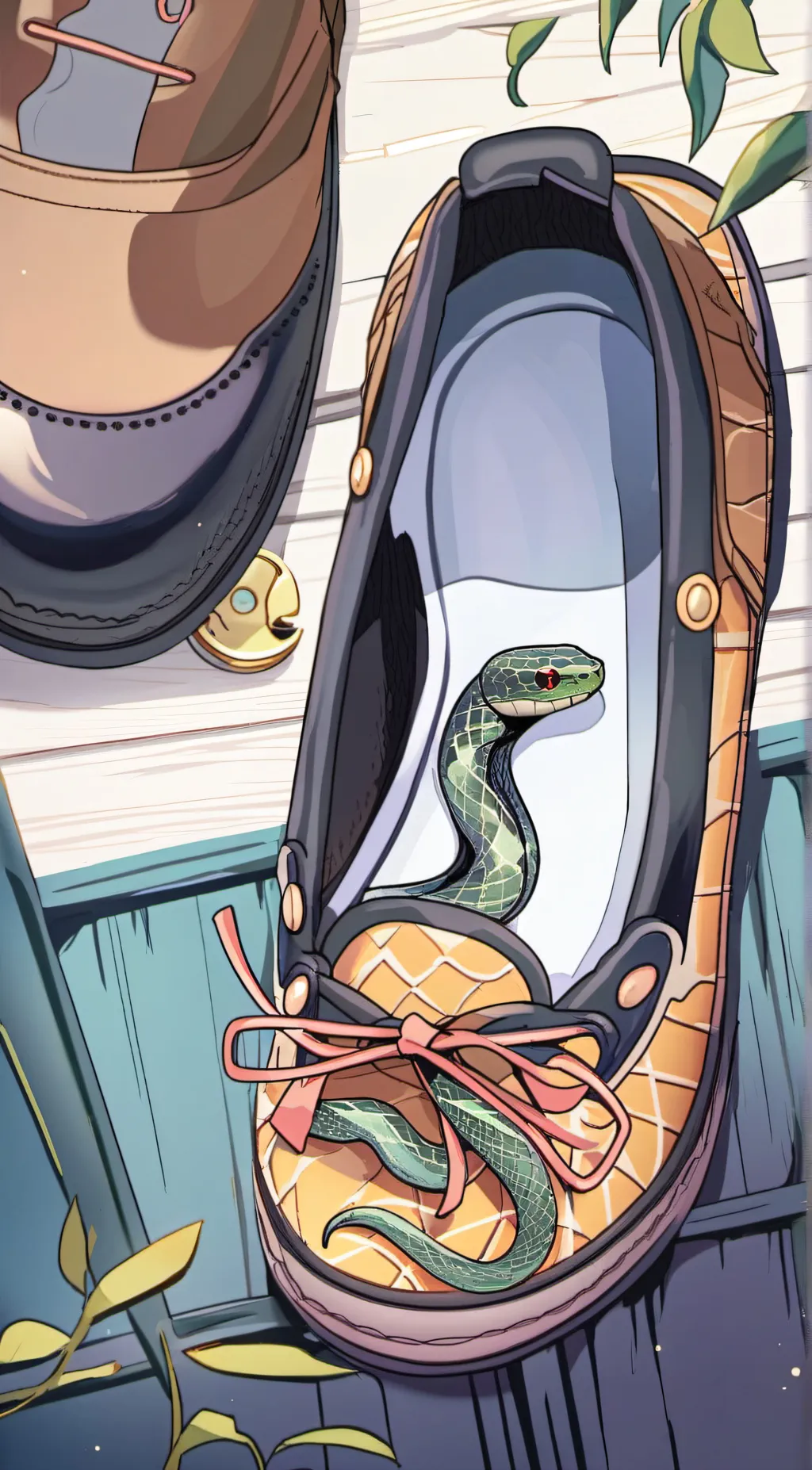 ai character: Snake in ya shoe background