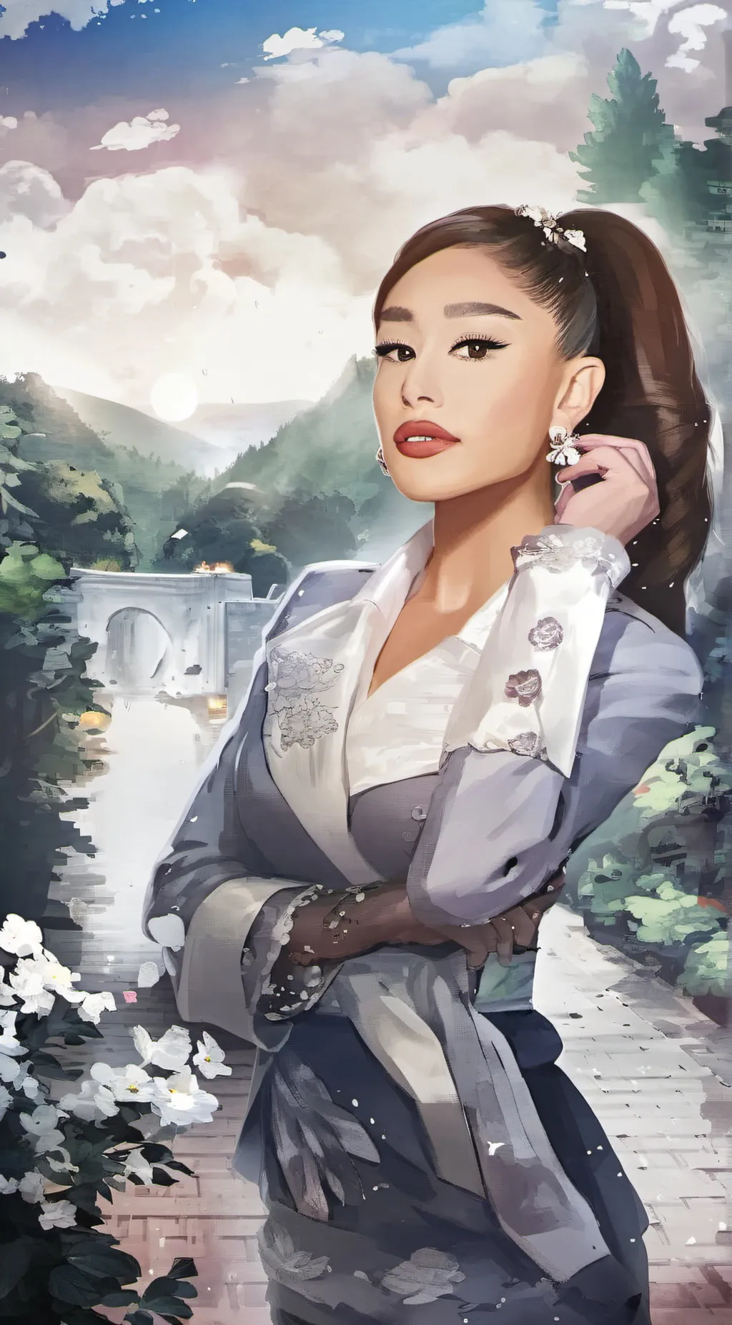 ai character: Ariana Grande background
