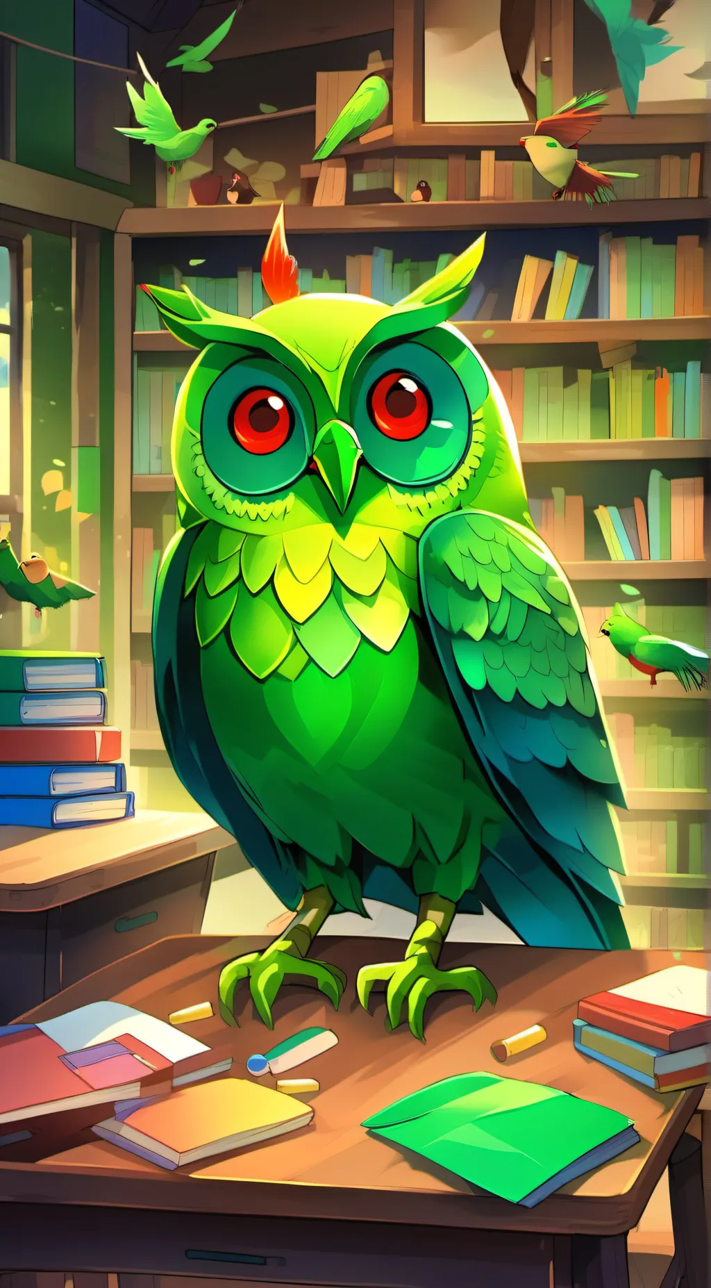 ai character: Doulingo Birb background