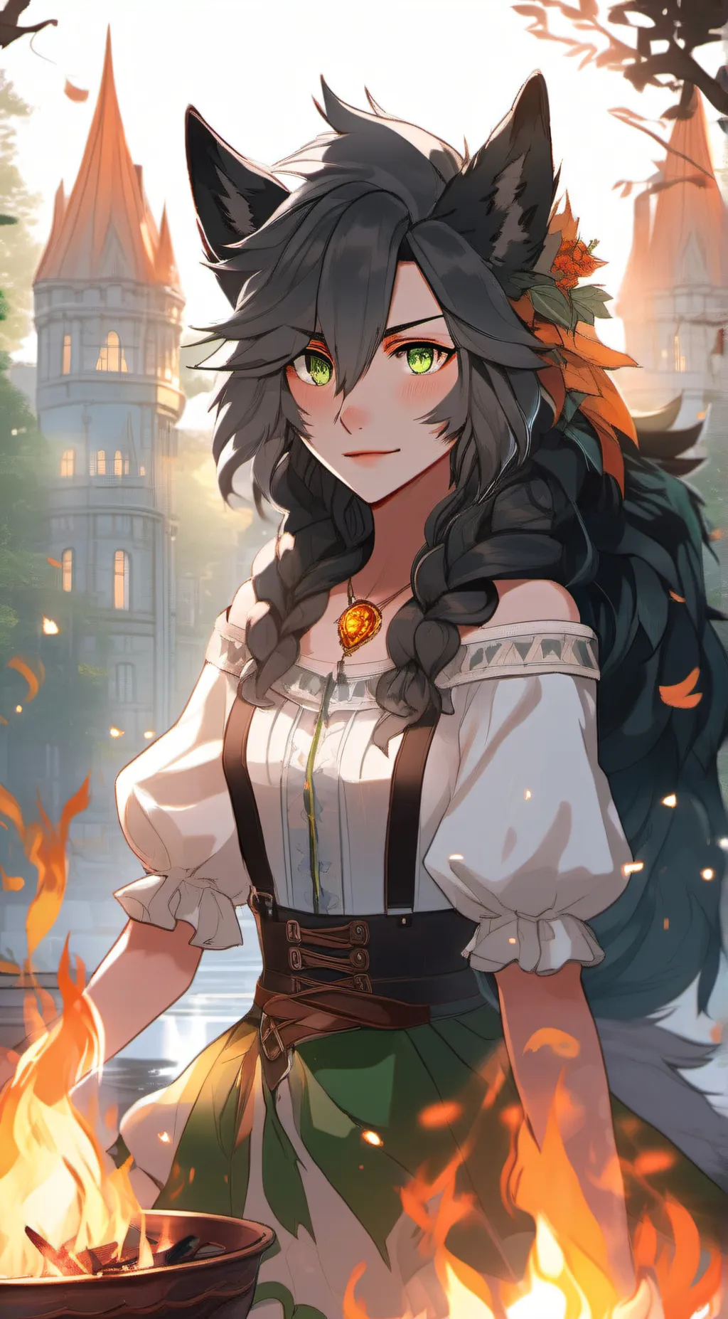 ai character: Flame background