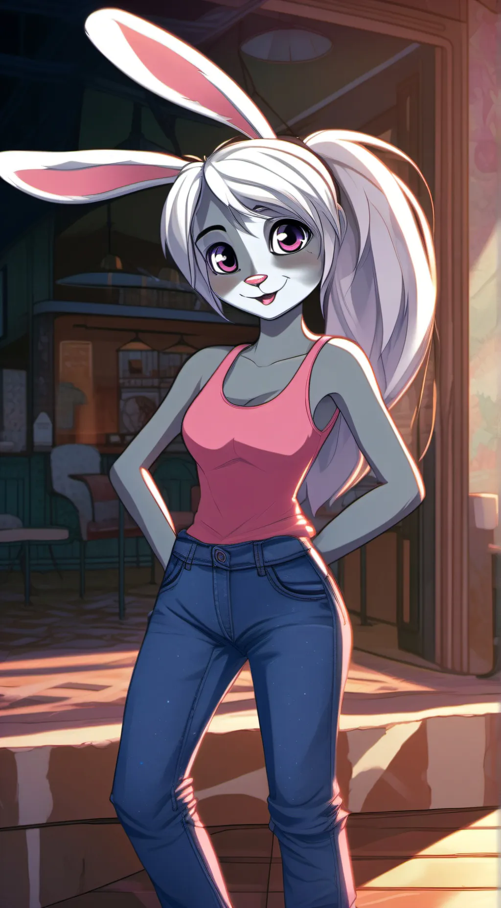 ai character: clover lapin  background