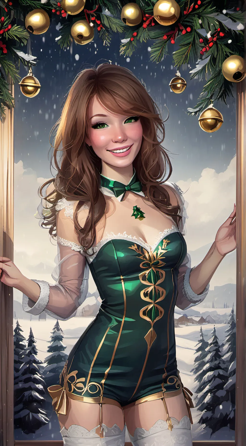 ai character: Holly Christmas background