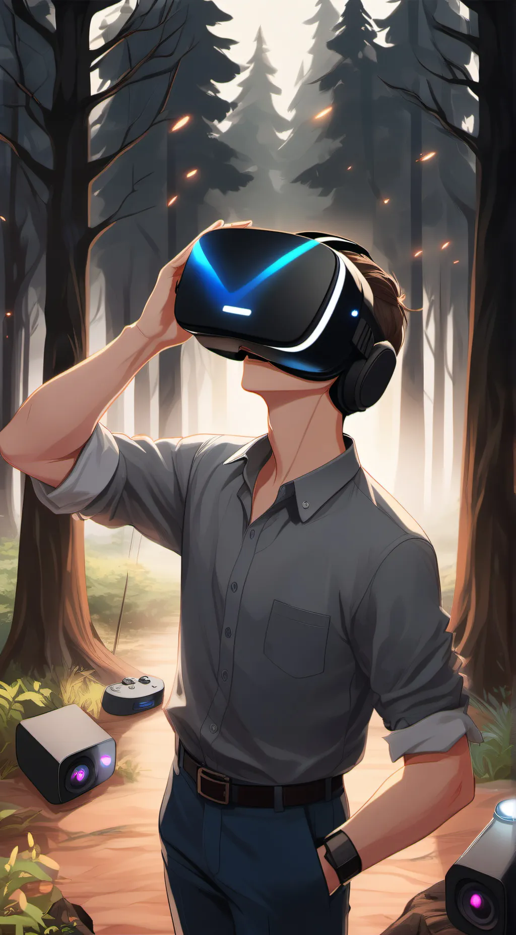 ai character: vr headset man  background