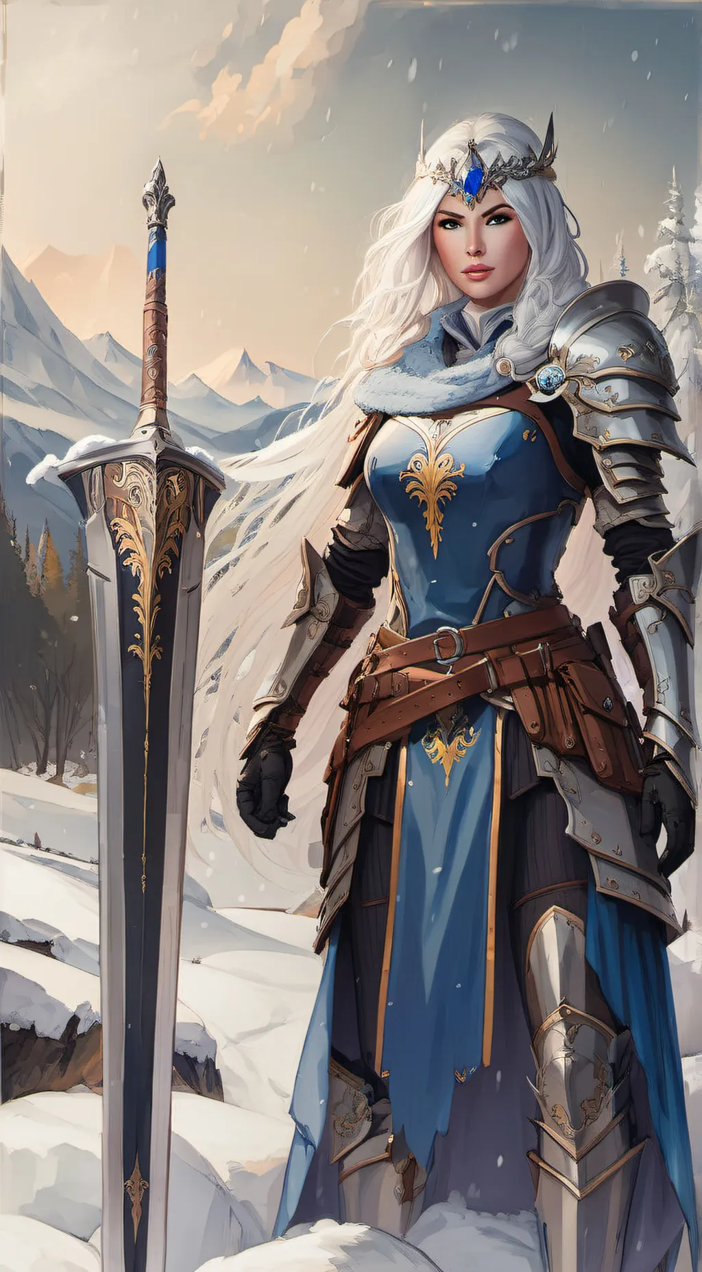 ai character: Ice Amazon background