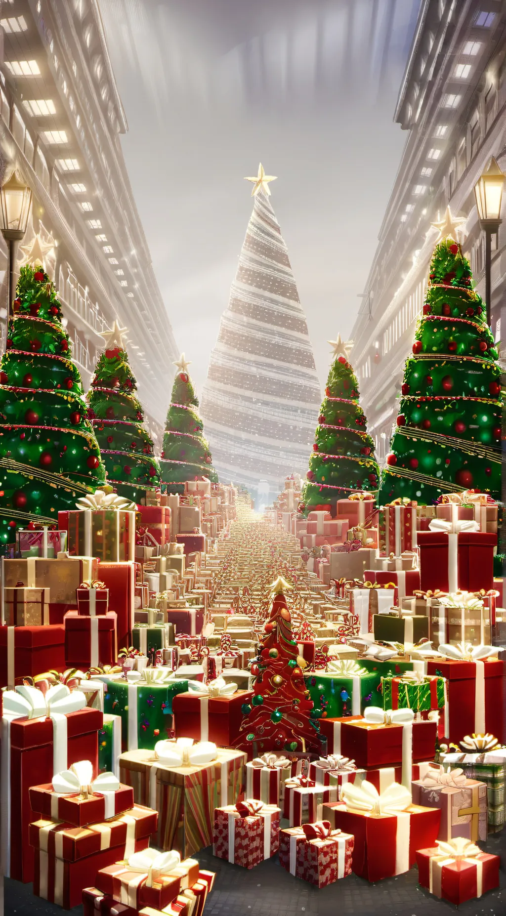 ai character: christmas tree background