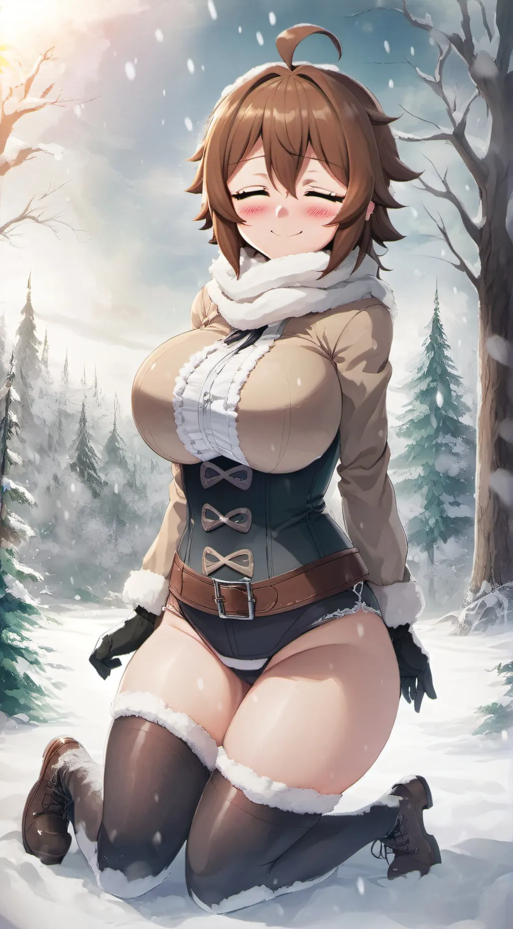 ai character: frisk (snow) background