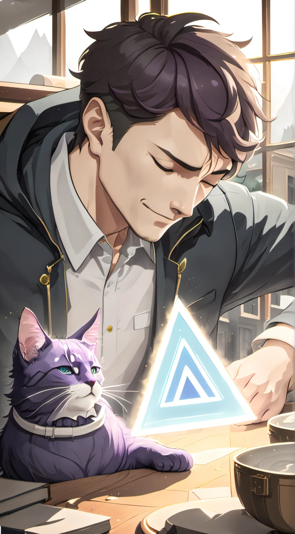 ai character: cube & kitty background