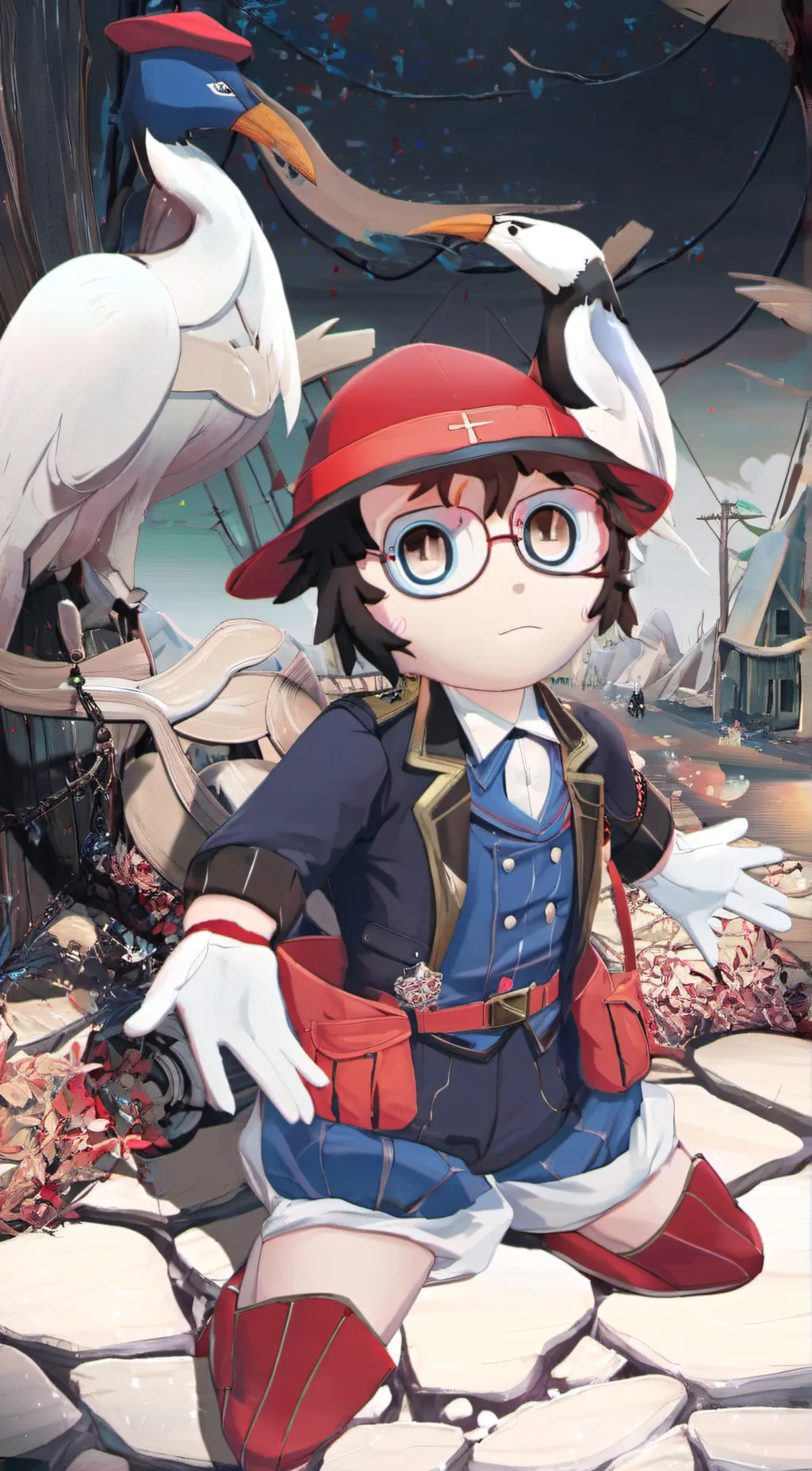 ai character: Pomni plush background