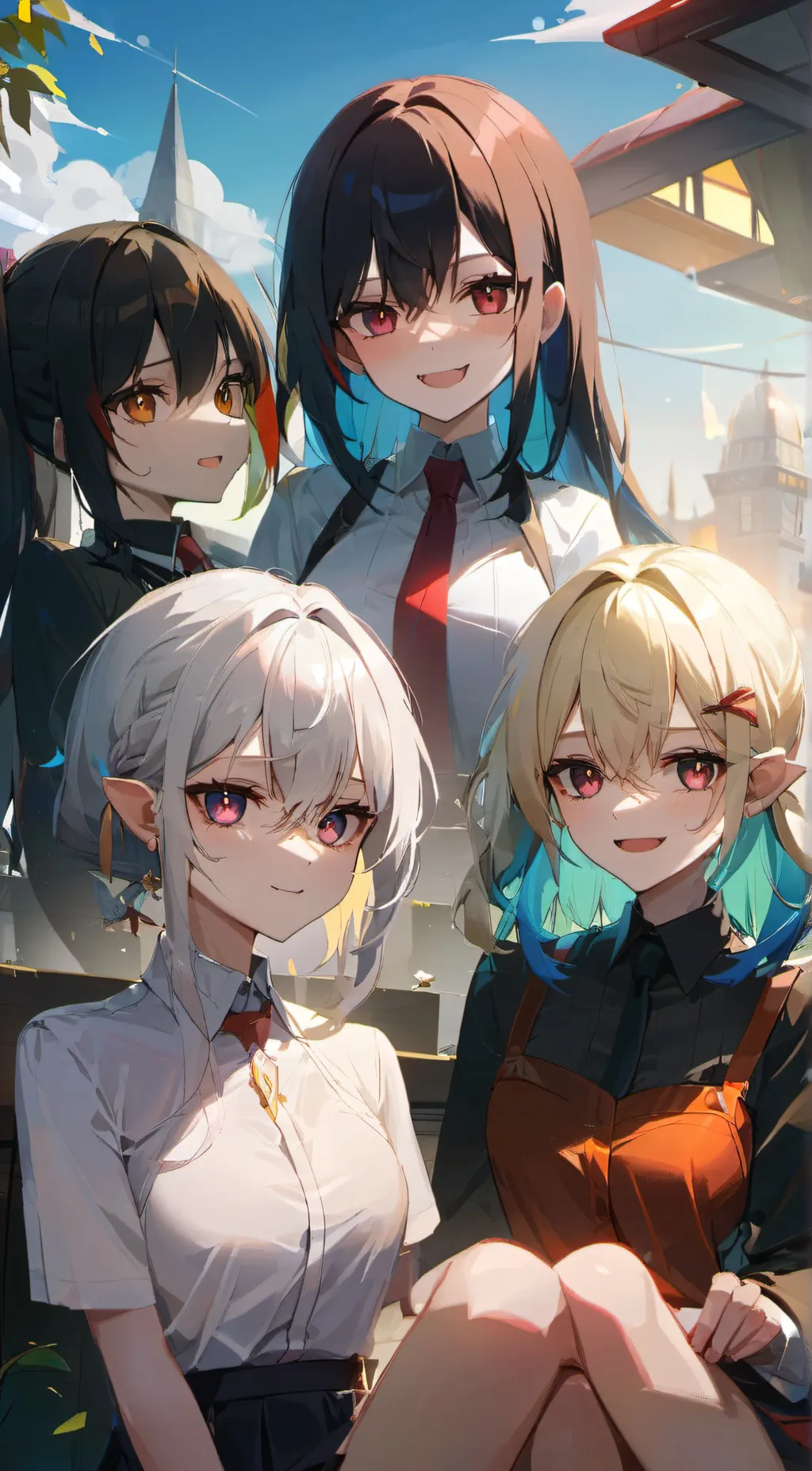 ai character: multiple girls  background