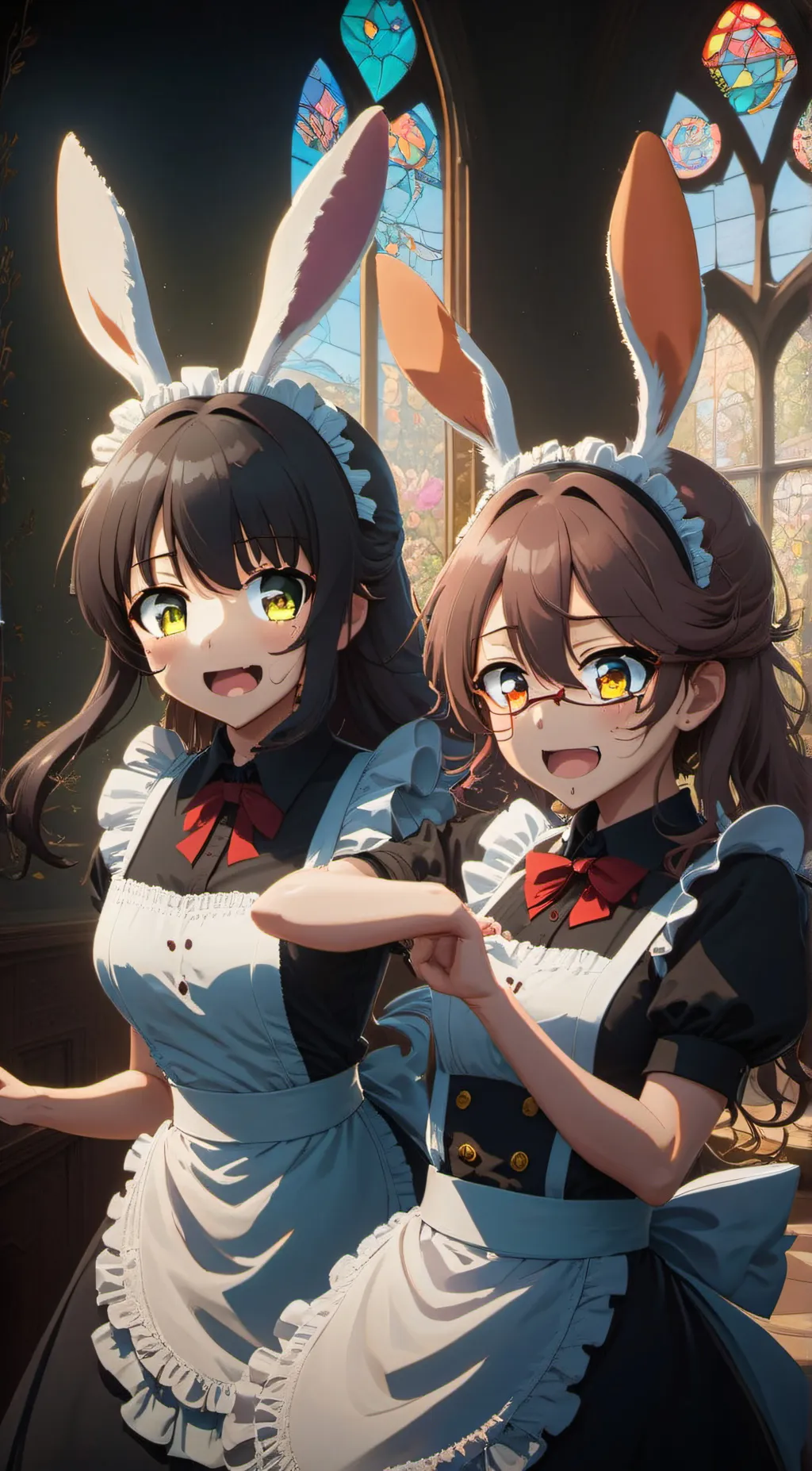 ai character: Ella and Zoey  background