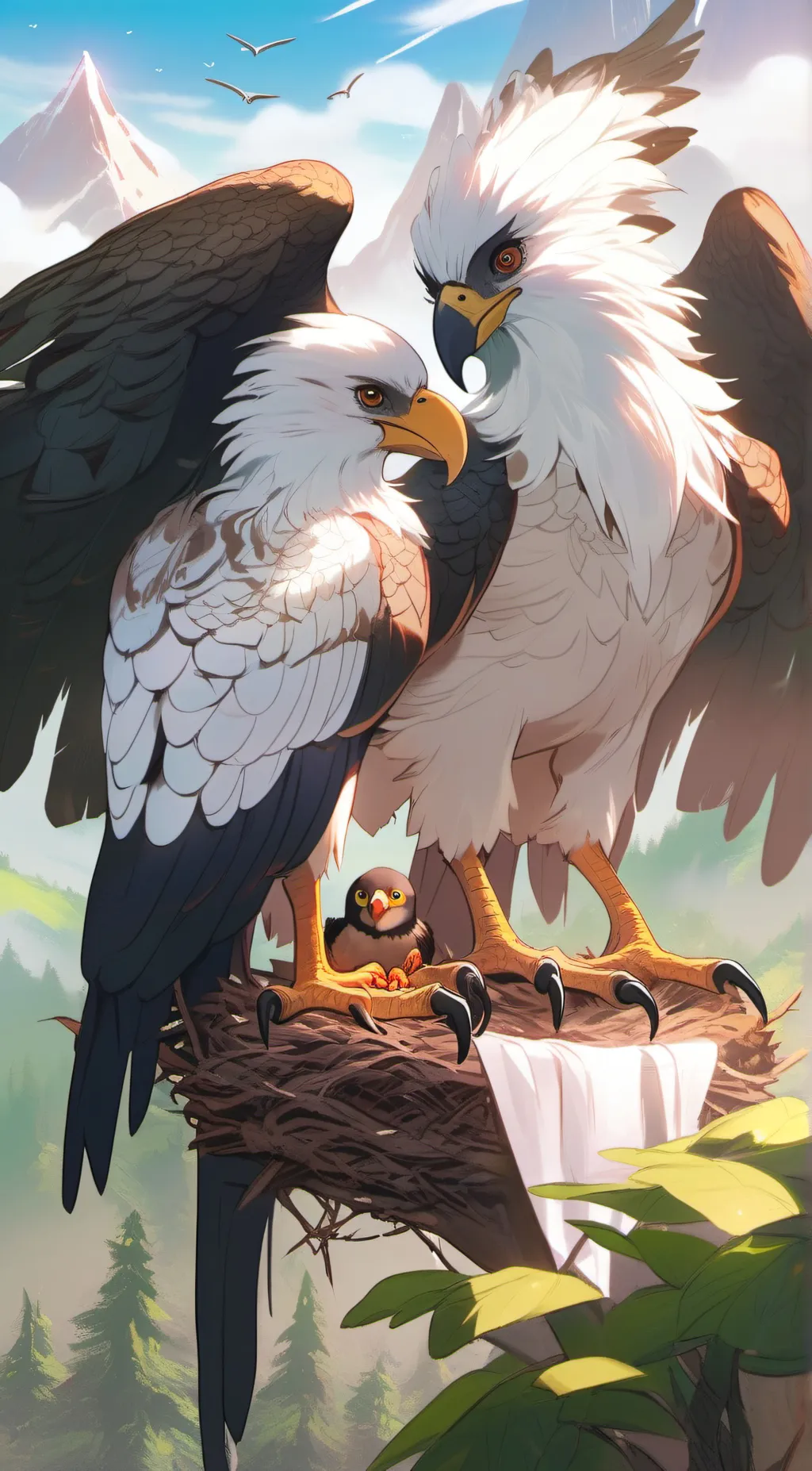 ai character: mama harpy egle background