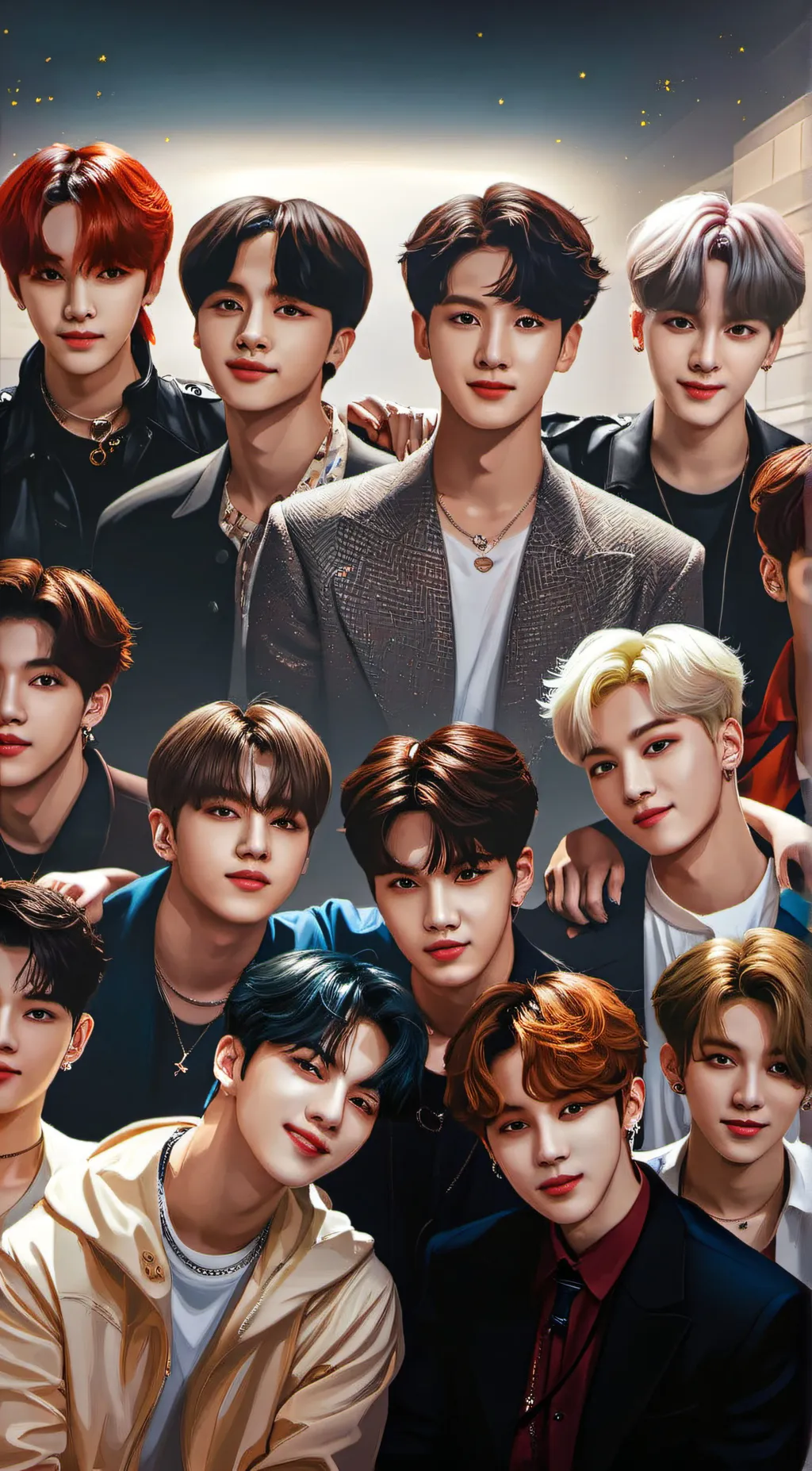 ai character: Stray kids and bts background