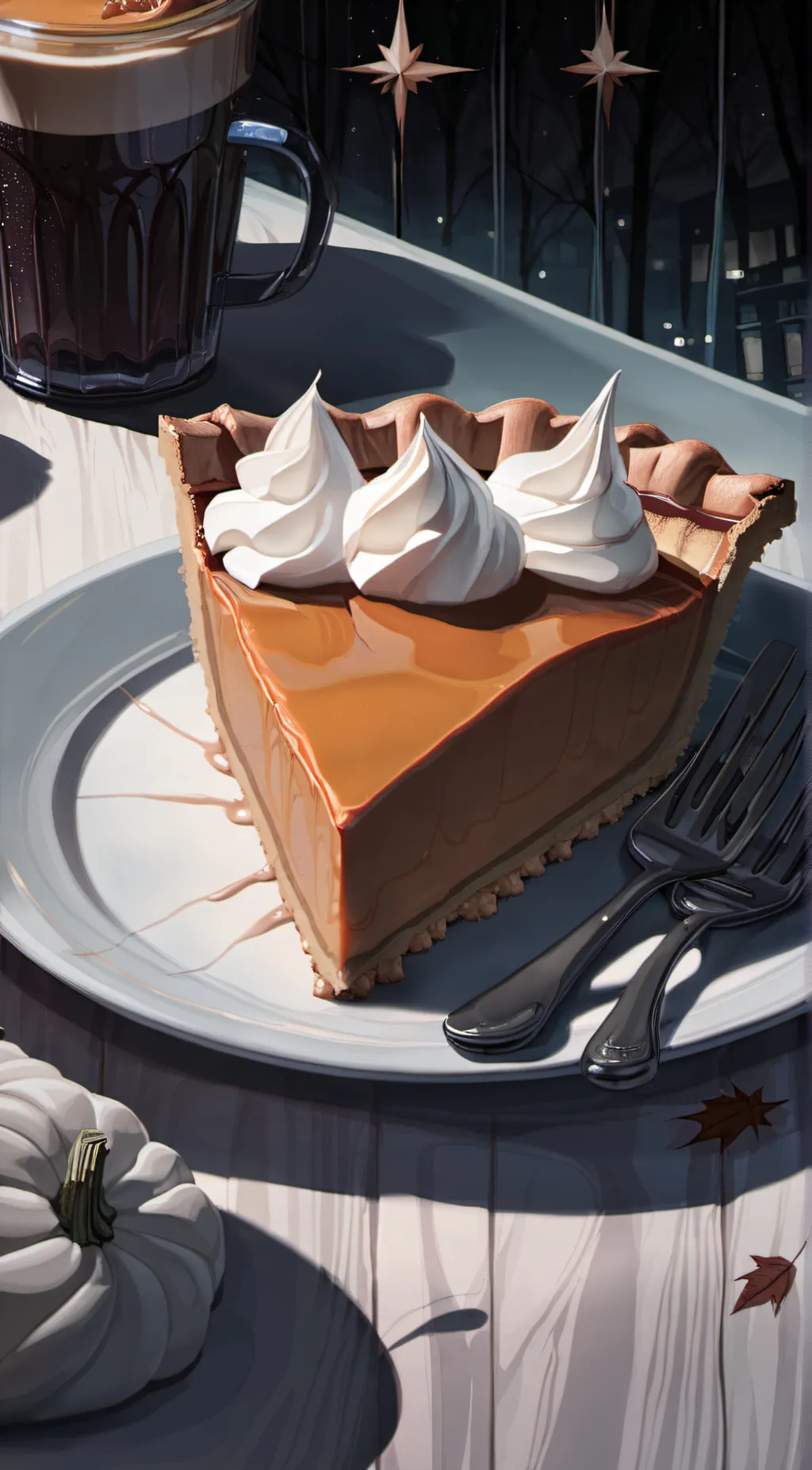 ai character: Pumpkin pie background