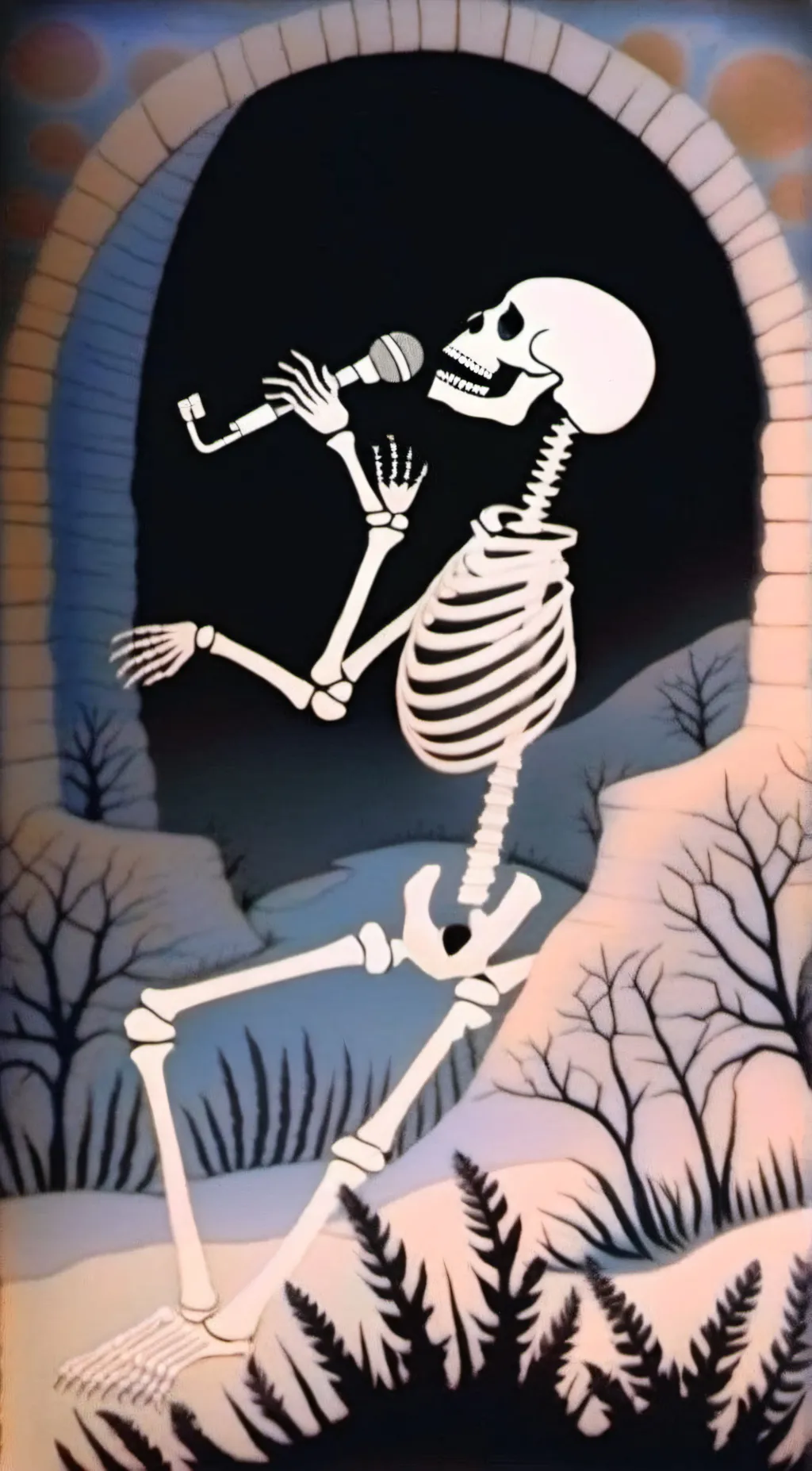 ai character: Spooky skeleton background