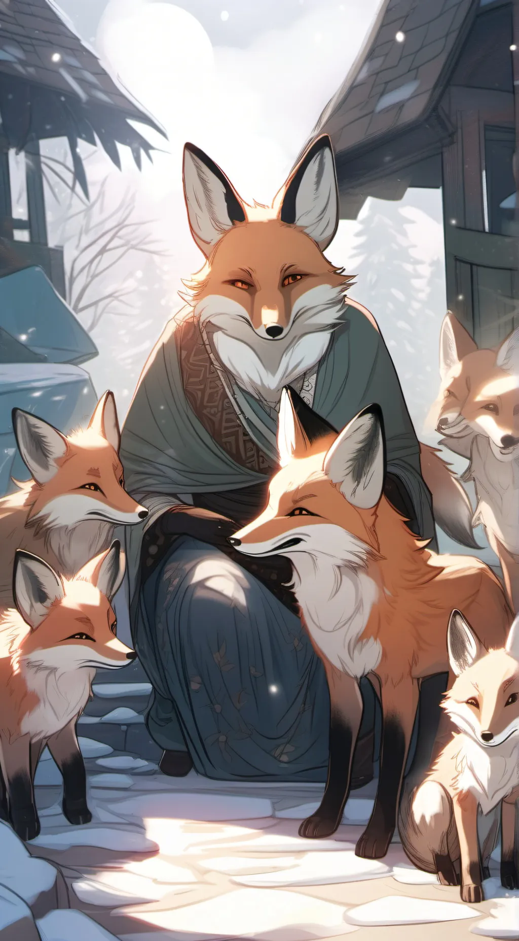 ai character: Fox mama background