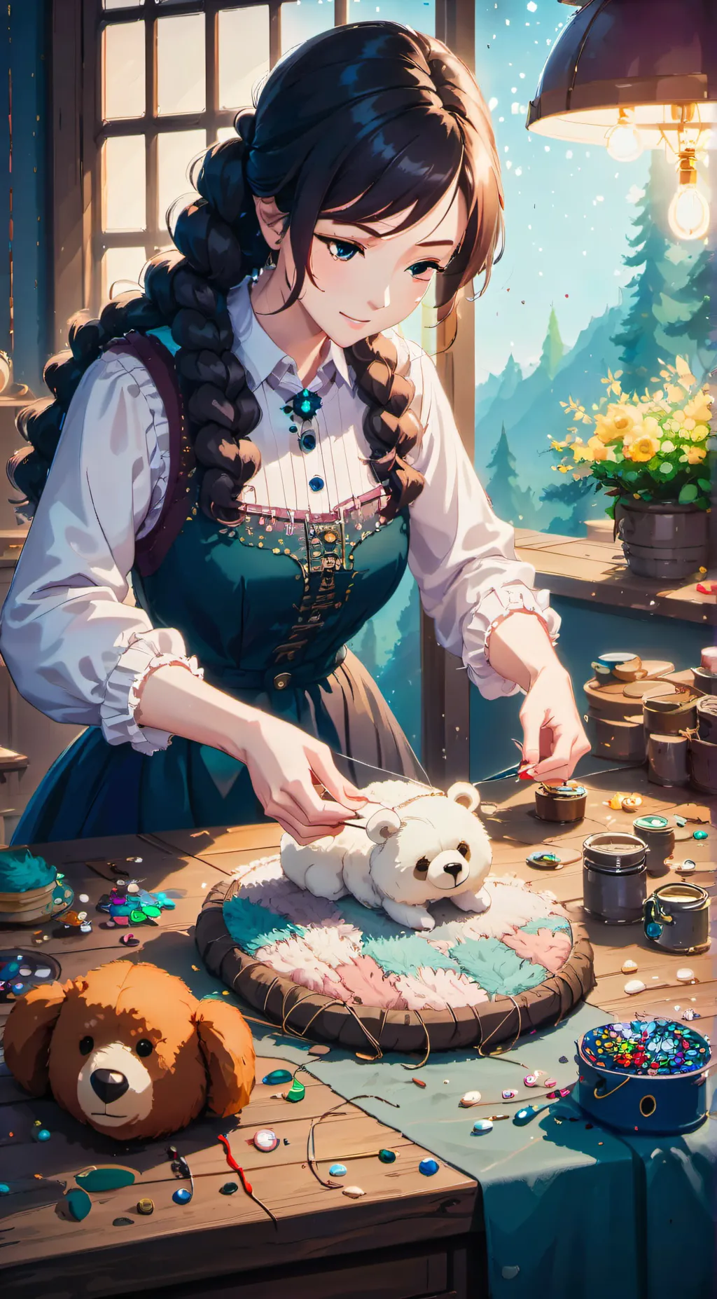 ai character: build a bear lady background