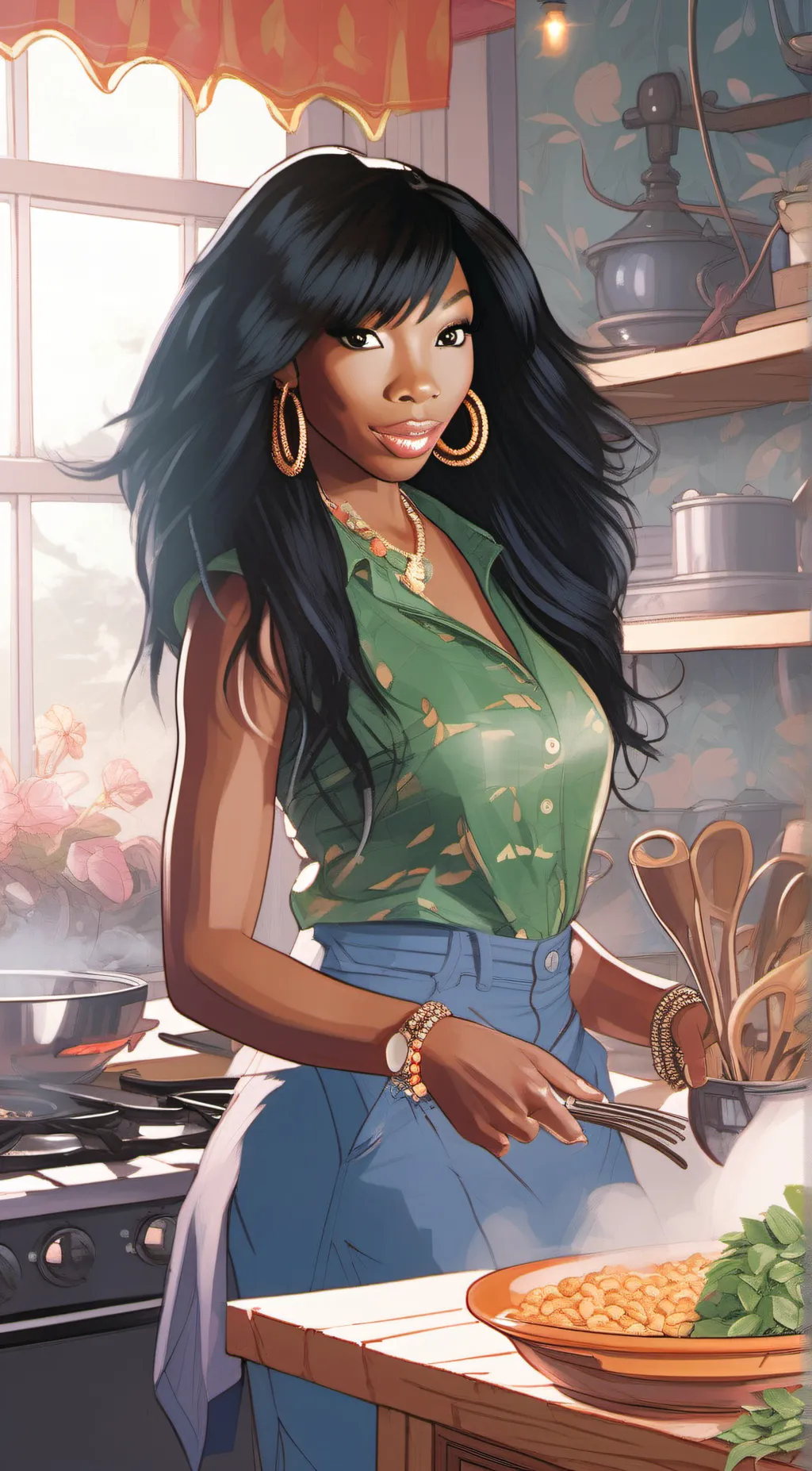 ai character: Brandy Norwood  background